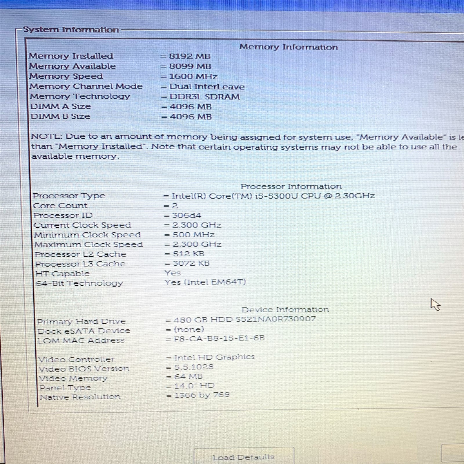 Dell Latitude E7450 14″ HD Laptop Intel i5-5300U 2.30 GHz 8GB 480GB SSD Win 10