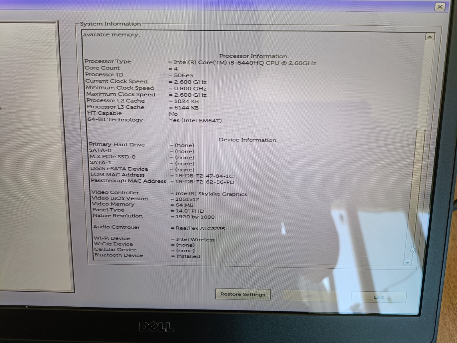 LOT of 2 – Dell Latitude E5470 i5-6440HQ 2.6GHz 8GB RAM WIN10 PRO NO SSD NO A/C