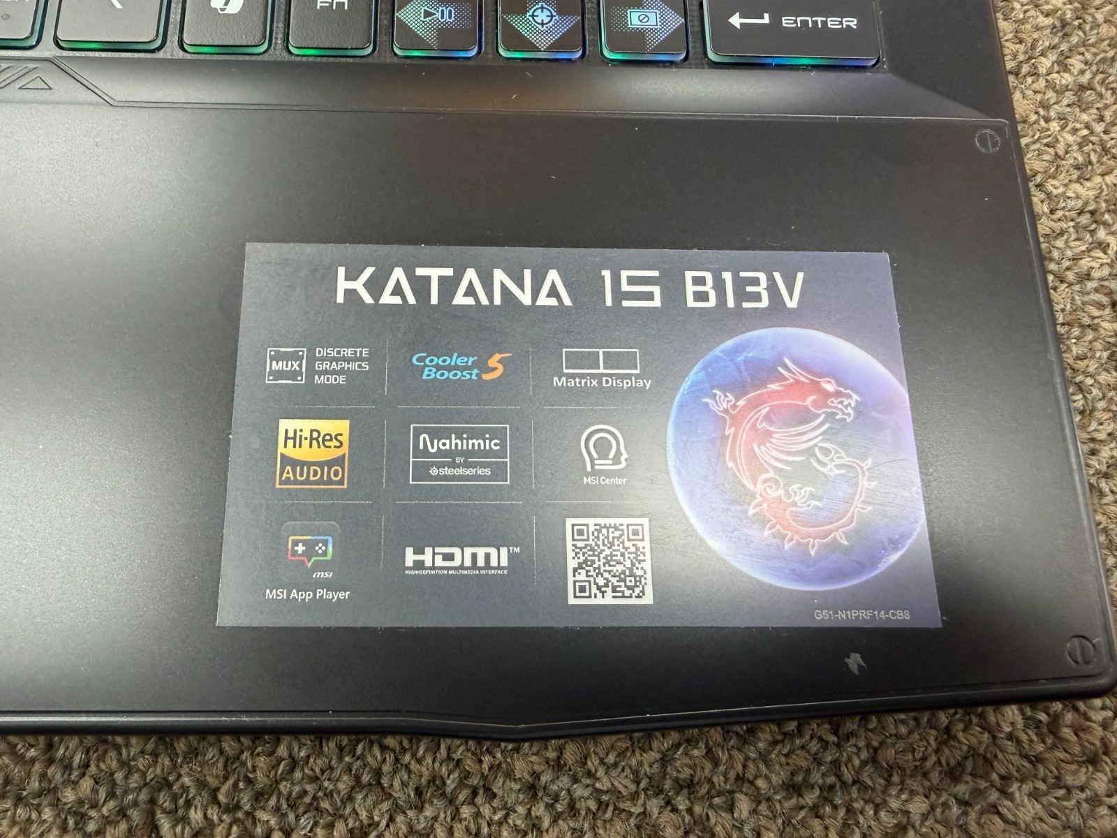 MSI Katana 15 B13VEK 15.6″ i7-13620H 2.4GHz 16GB RAM 1TB SSD GeForce RTX 4050