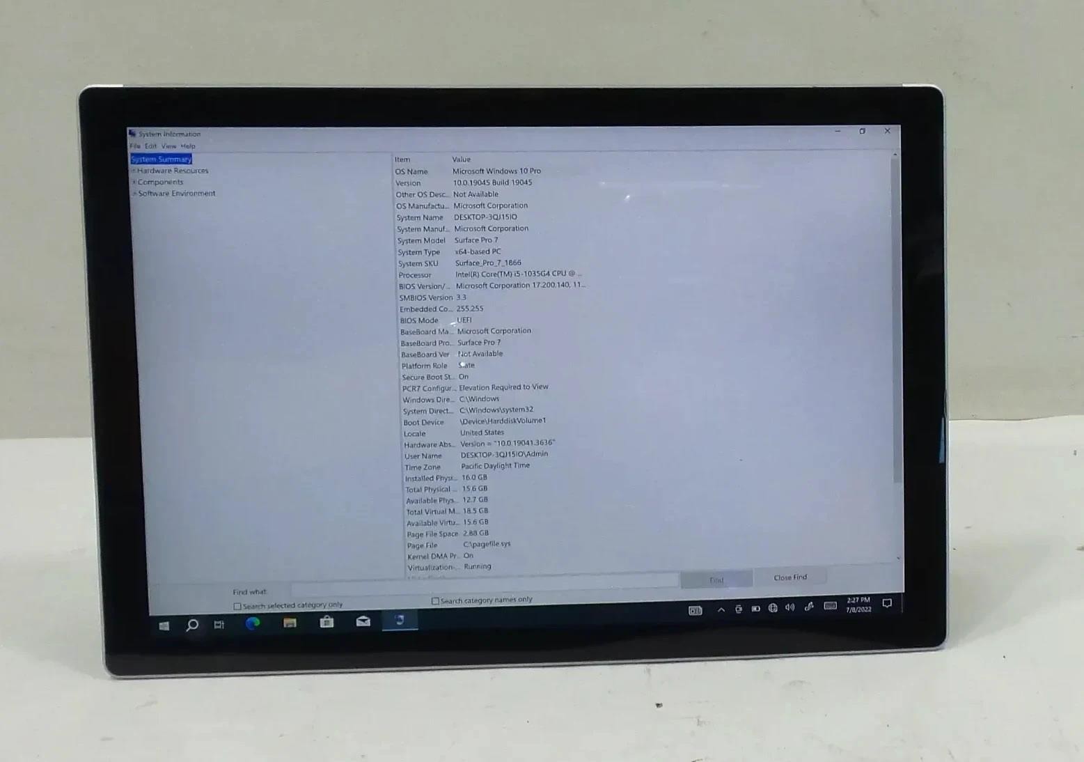 Microsoft Surface Pro 7 1866 Core i5-1035G4 16GB 256GB – Cracked Digitizer