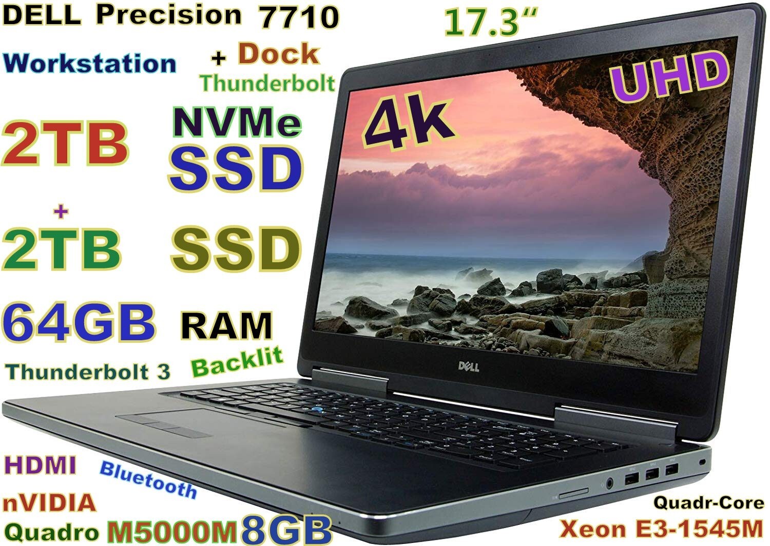 Workstation DELL 7710 17.3″ FHD Xeon E3-1545M 4TB NVMe+SSD 64GB M5000M 8GB DOCK