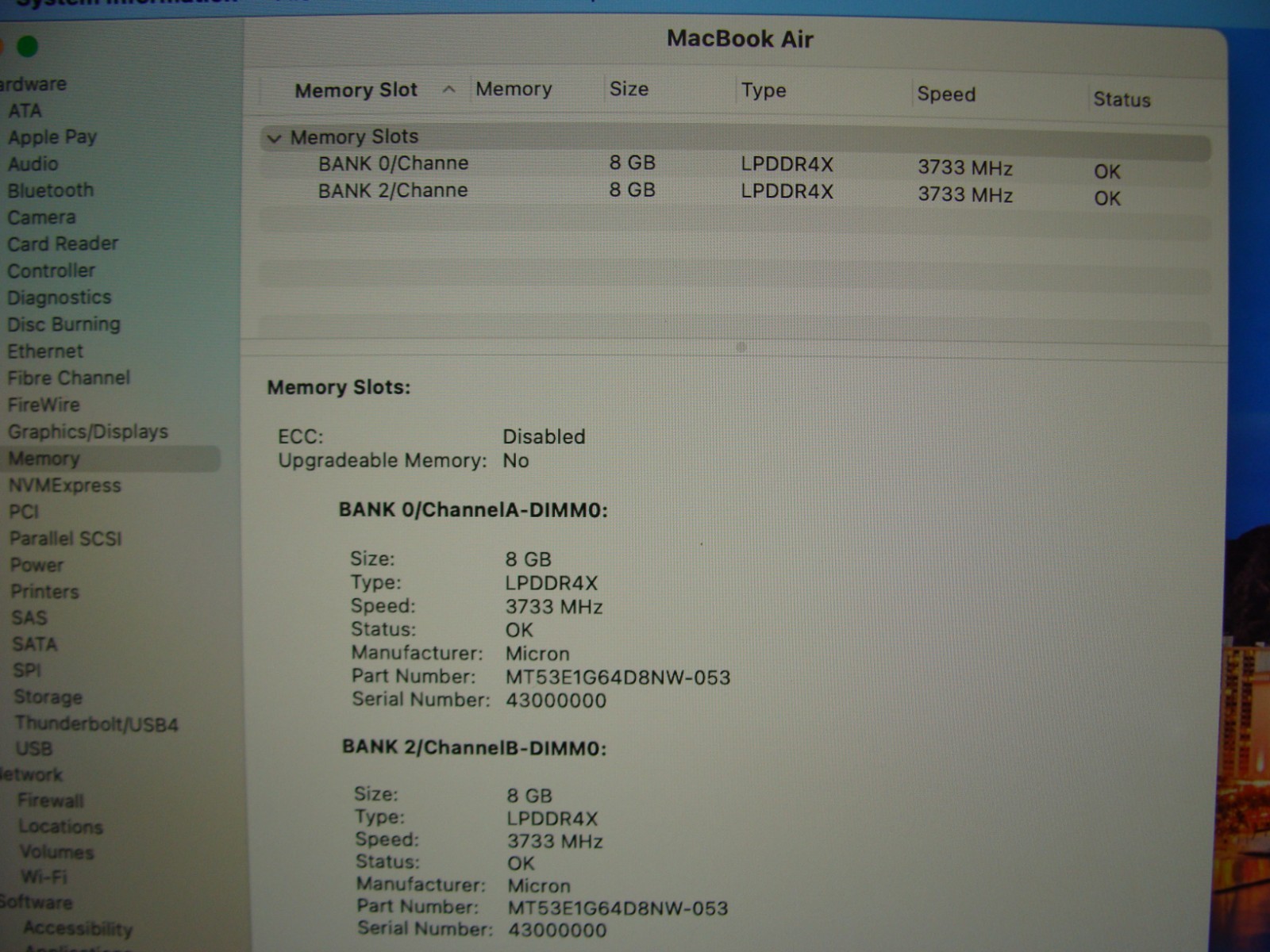 Apple MacBook Air 13″ A2179 2020 i5-1030NG7 1.1GHz 16GB 512GB OS SEQUOIA