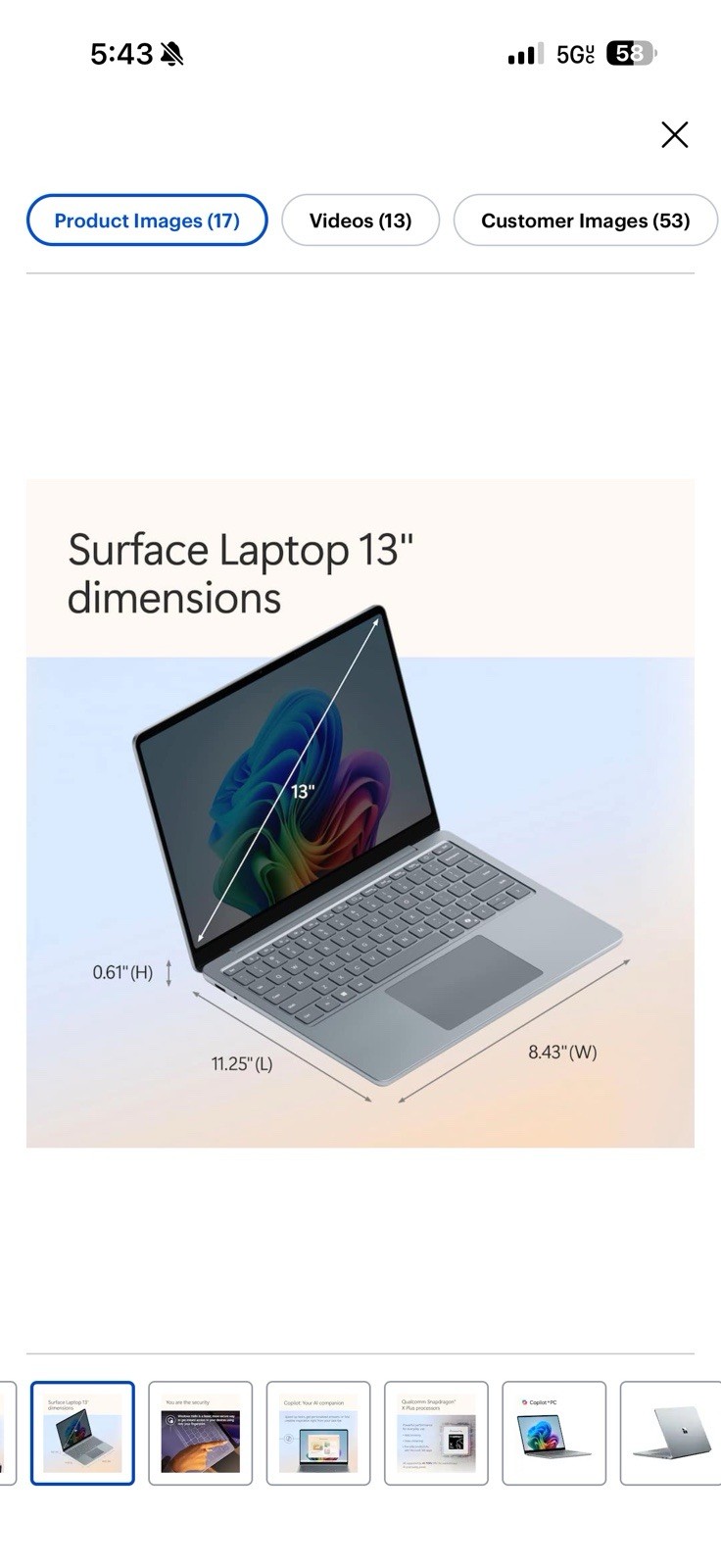 Microsoft Surface Laptop 13″ Snapdragon X Plus 16GB 512GB Touch, Ocean 2025