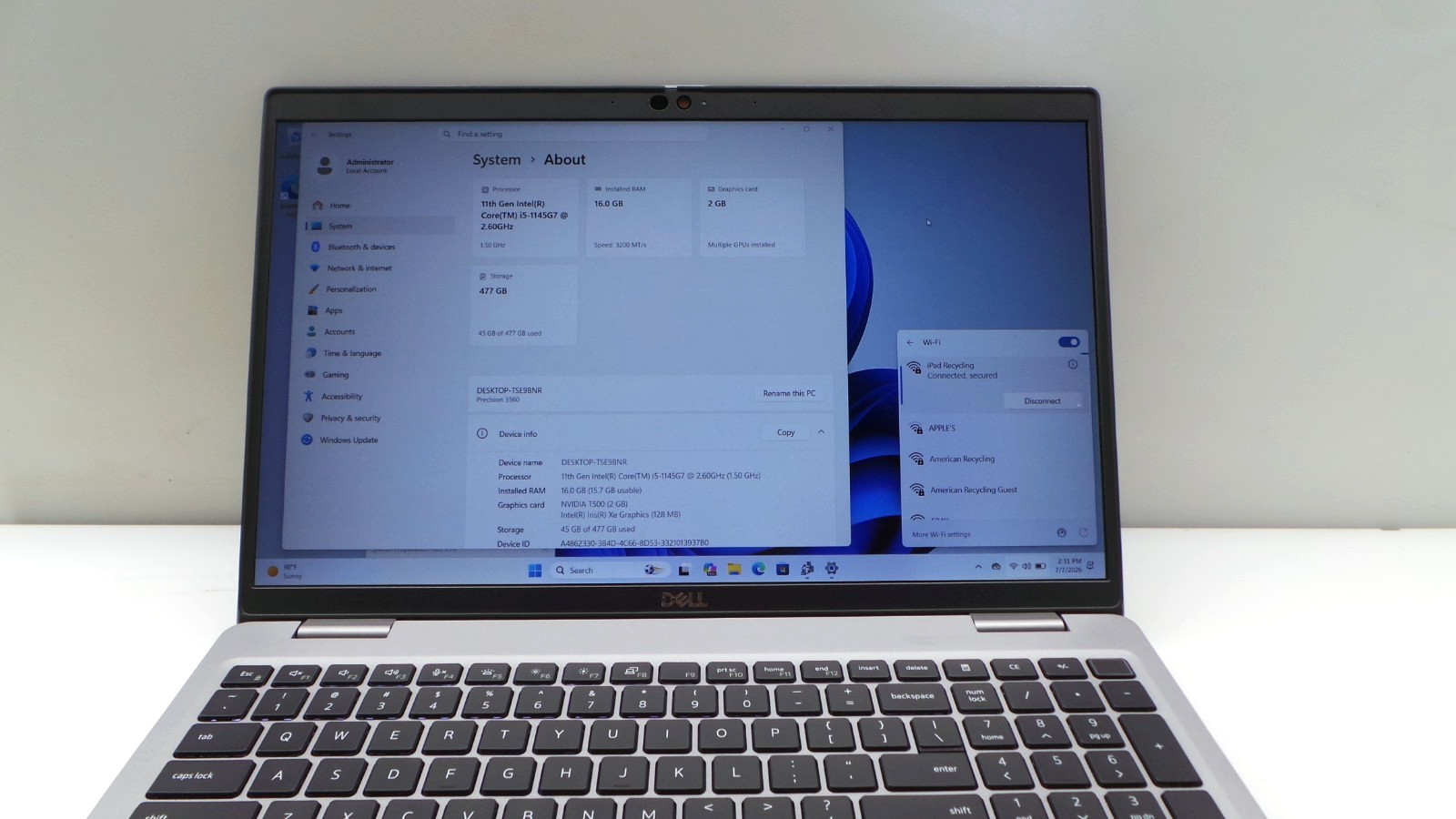 Dell Latitude 3560 15.6″ | i5-1145G7 2.60GHz | 16GB RAM 512GB NVMe | WIN 11 PRO
