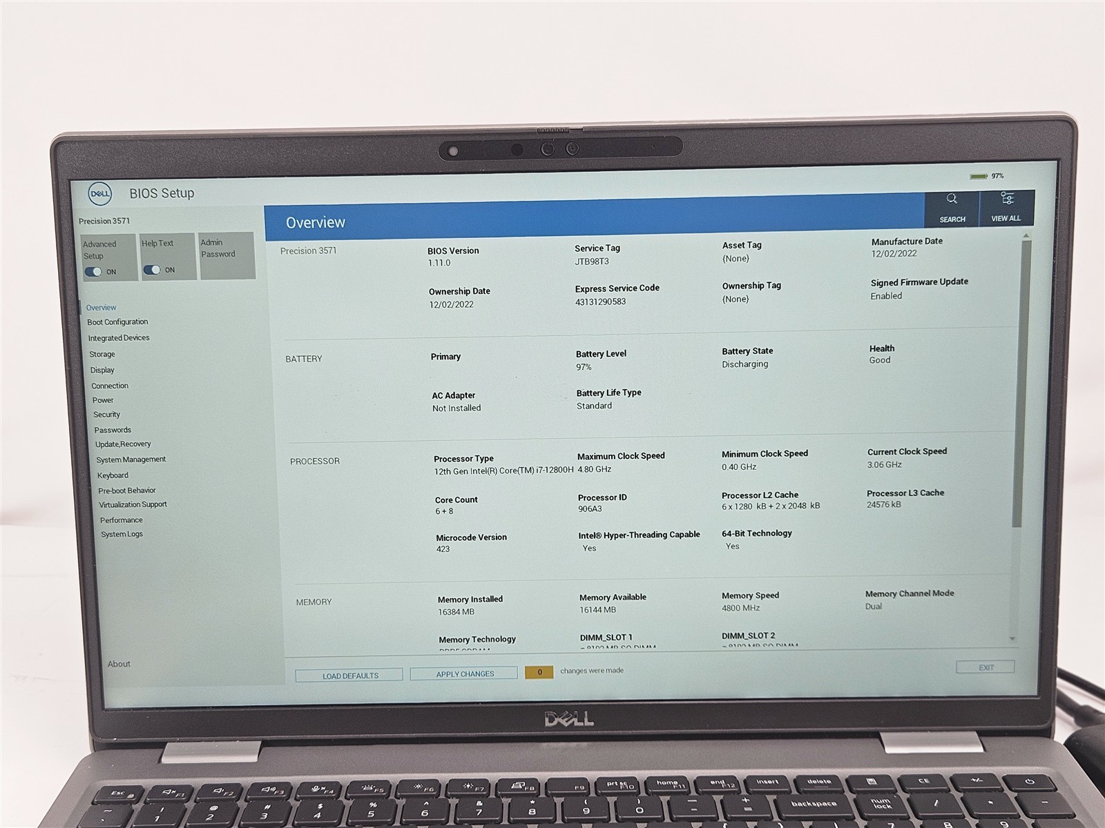 Dell 15.6″ Precision 3571 i7-12800H 16GB RAM 512GB SSD P104F