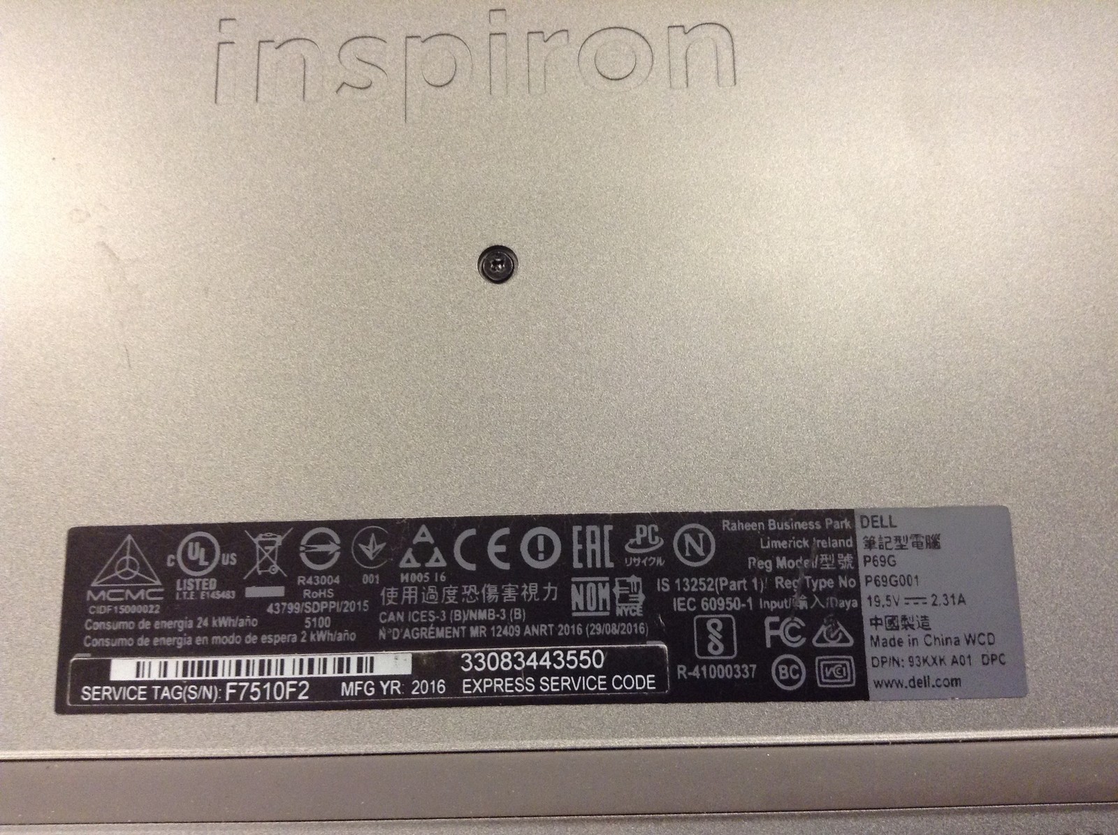 Dell Inspiron 13-5378 Laptop i5-7200U 2.50GHz 13.3″ FHD Touch, No HD & Ram