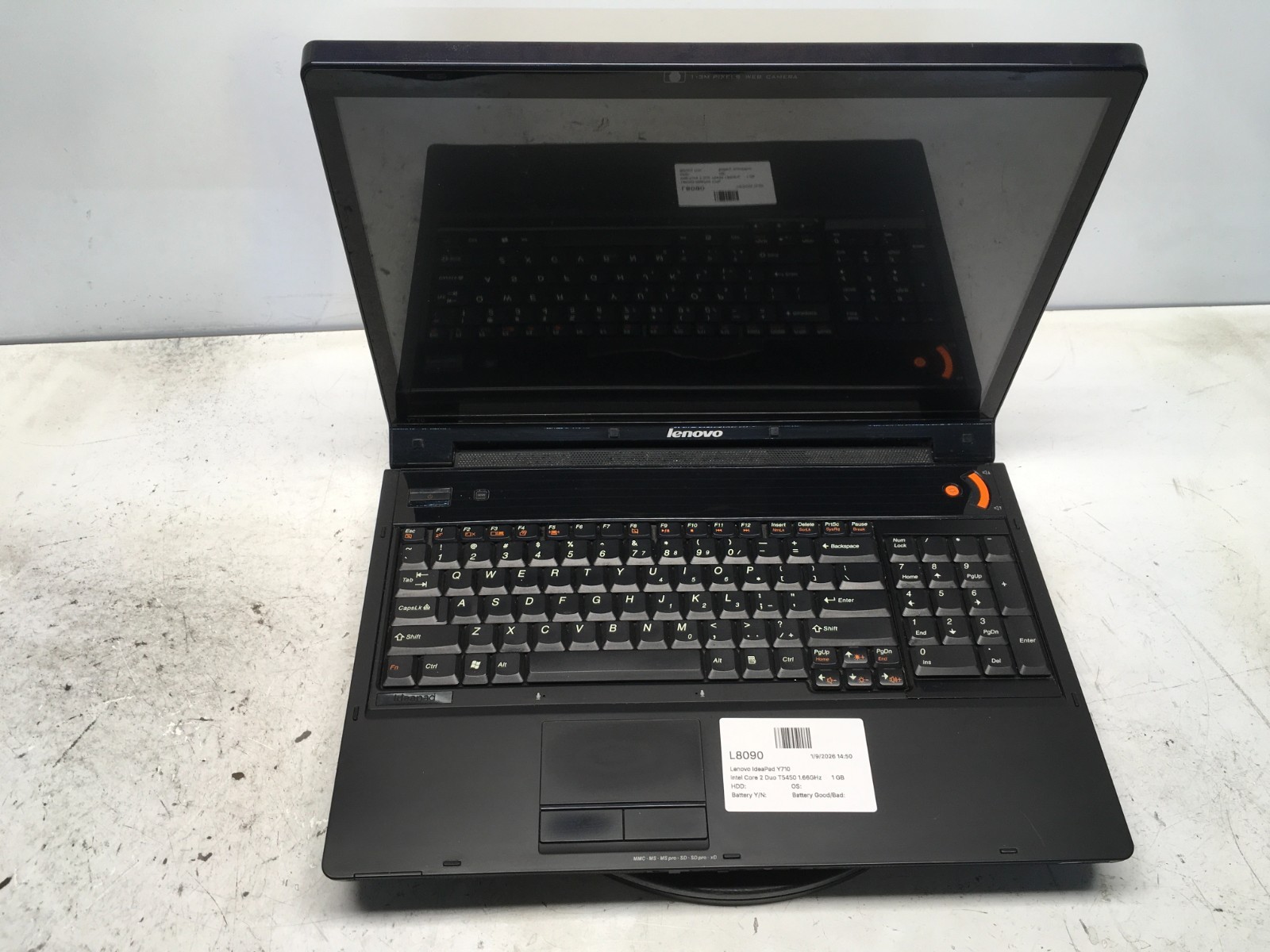 Lenovo IdeaPad Y710 Intel Core 2 Duo T5450 1.66GHz 1 GB NO HDD