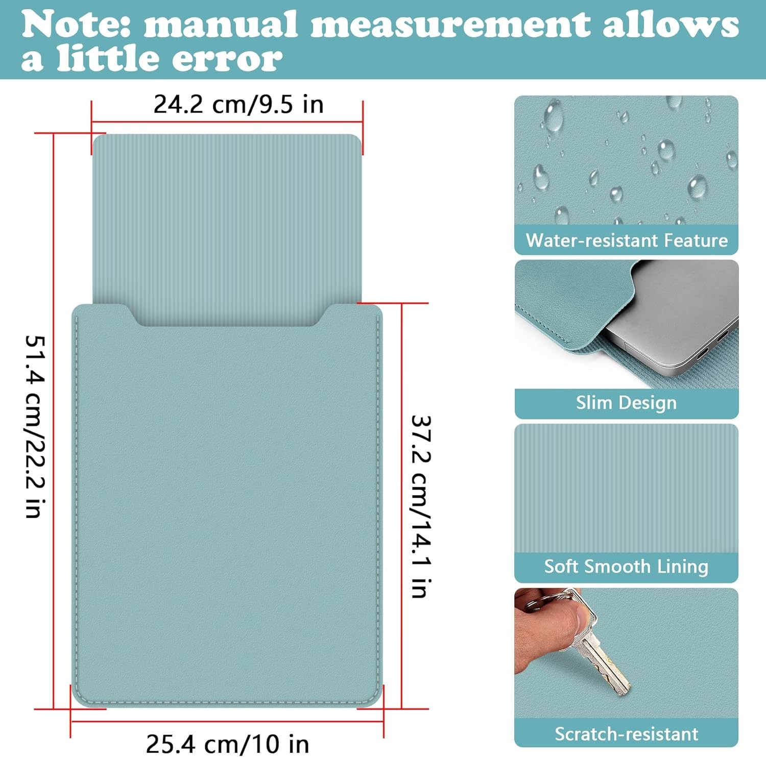 15-16″ Laptop Sleeve, PU Leather Laptop Case Compatible with MacBook Pro 16 2019