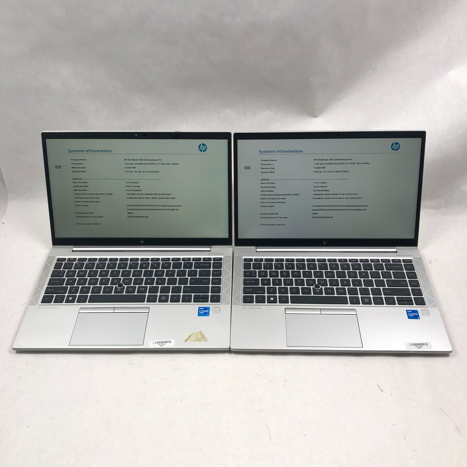 Lot of 2 HP EliteBook 840 G8 Laptop Core i5-1145G7 2.60GHz 16GB RAM NO SSD Read