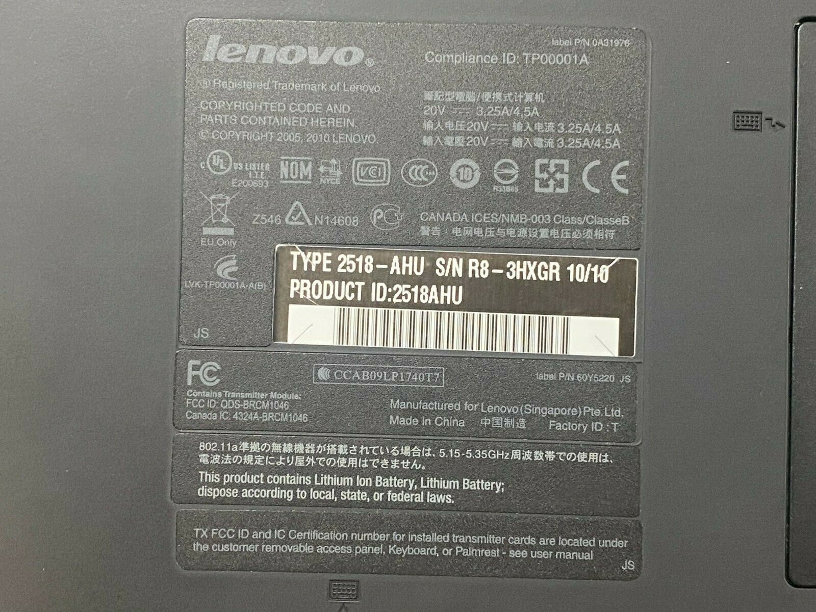 Lenovo ThinkPad T410 Laptop 250GB HDD, 4GB RAM, Intel i5 black