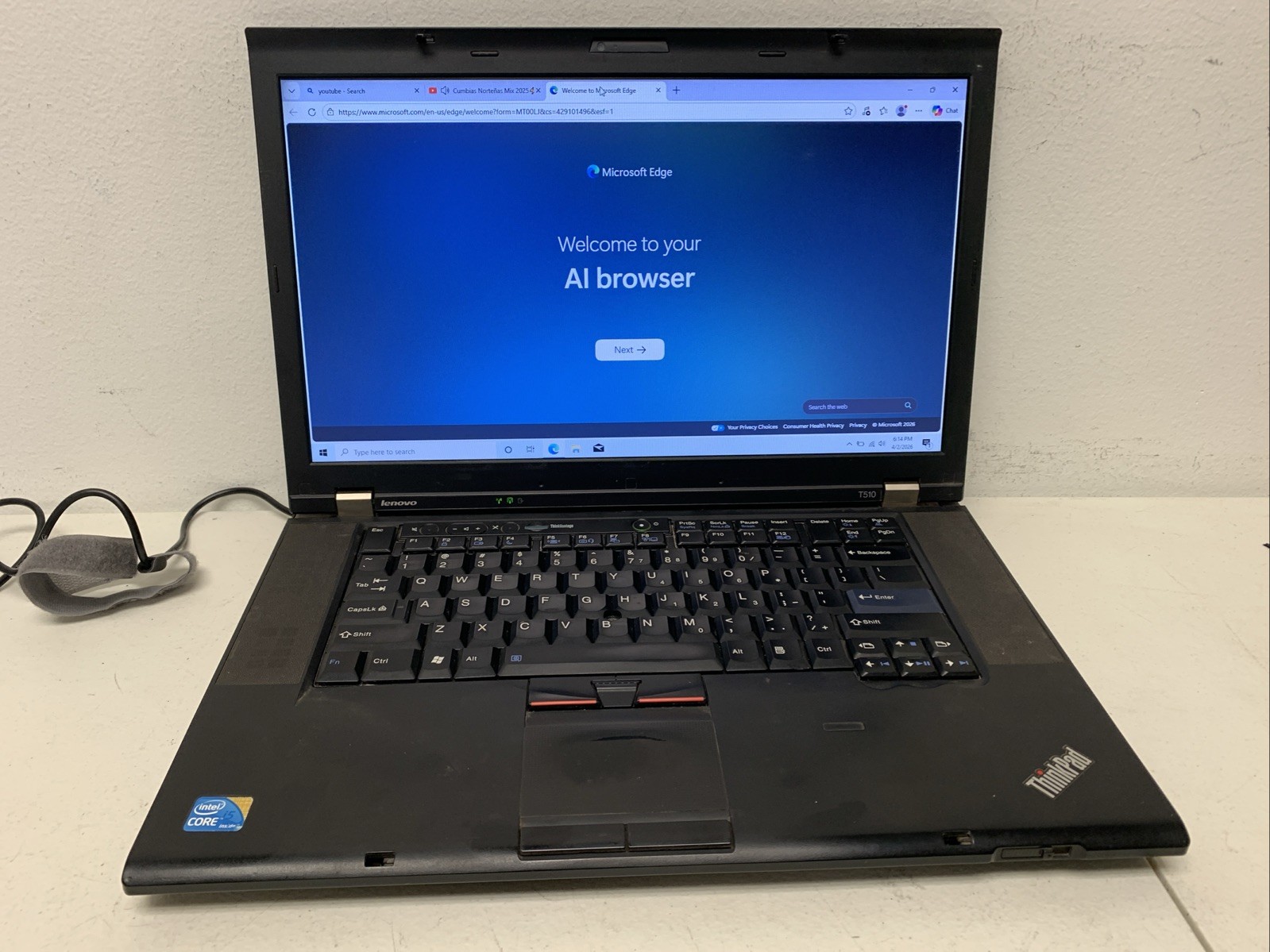 Lenovo ThinkPad T510 Intel i5-M520 2.4GHz 2GB RAM 256B SSD WIND 10 Home Read Des