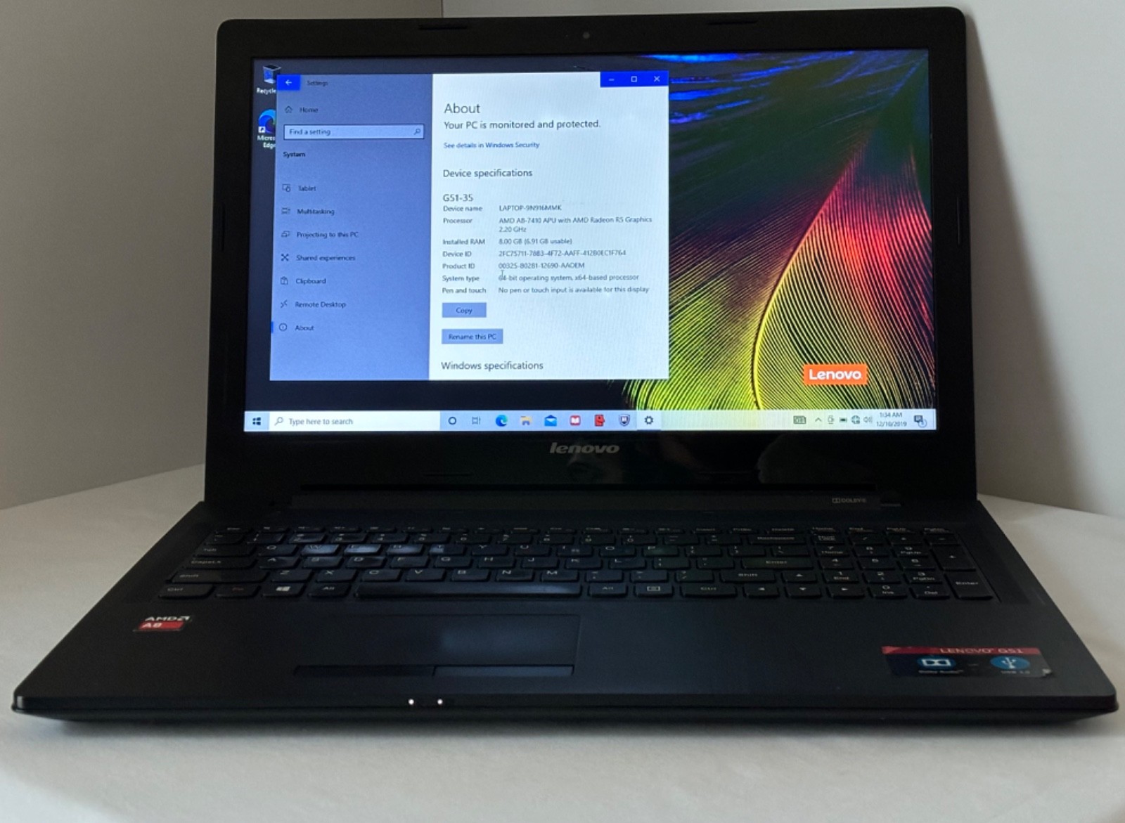 Lenovo G51 35 1TB Laptop 8GB ram Windows 10 Home