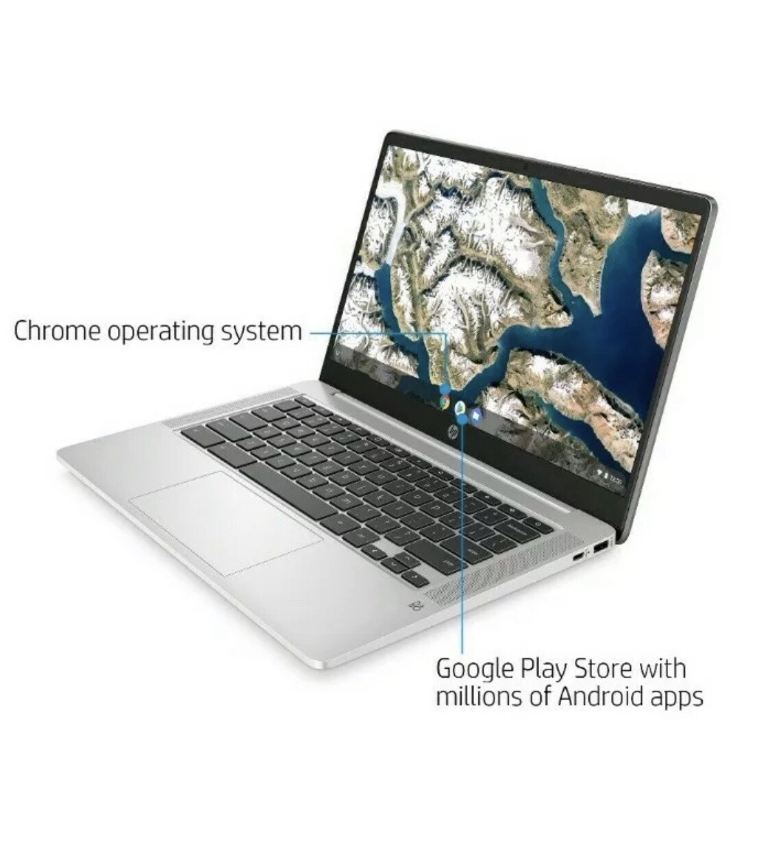 NEW HP Chromebook 14” HD Intel Pentium 2.7GHz 64GB SSD 4GB RAM Webcam+Mic BT