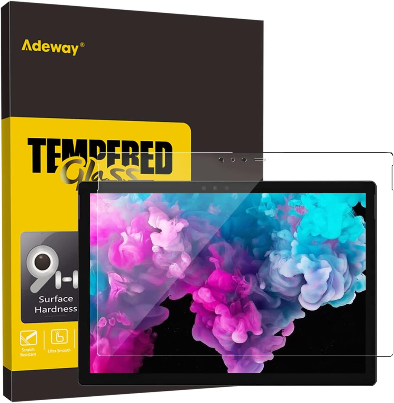 Microsoft Surface Pro 6 Screen Protector, Tempered Glass, Bubble Free, Ultra Sen