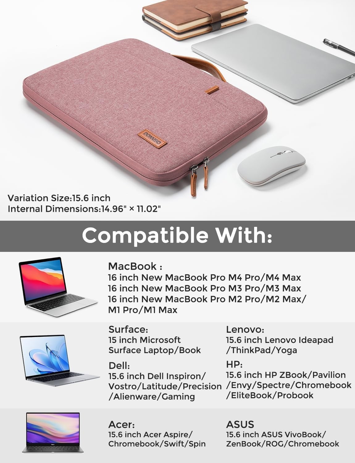 15.6 inch Laptop Case Sleeve Protective Cover for 16 inch MacBook Pro M4 M3 M2