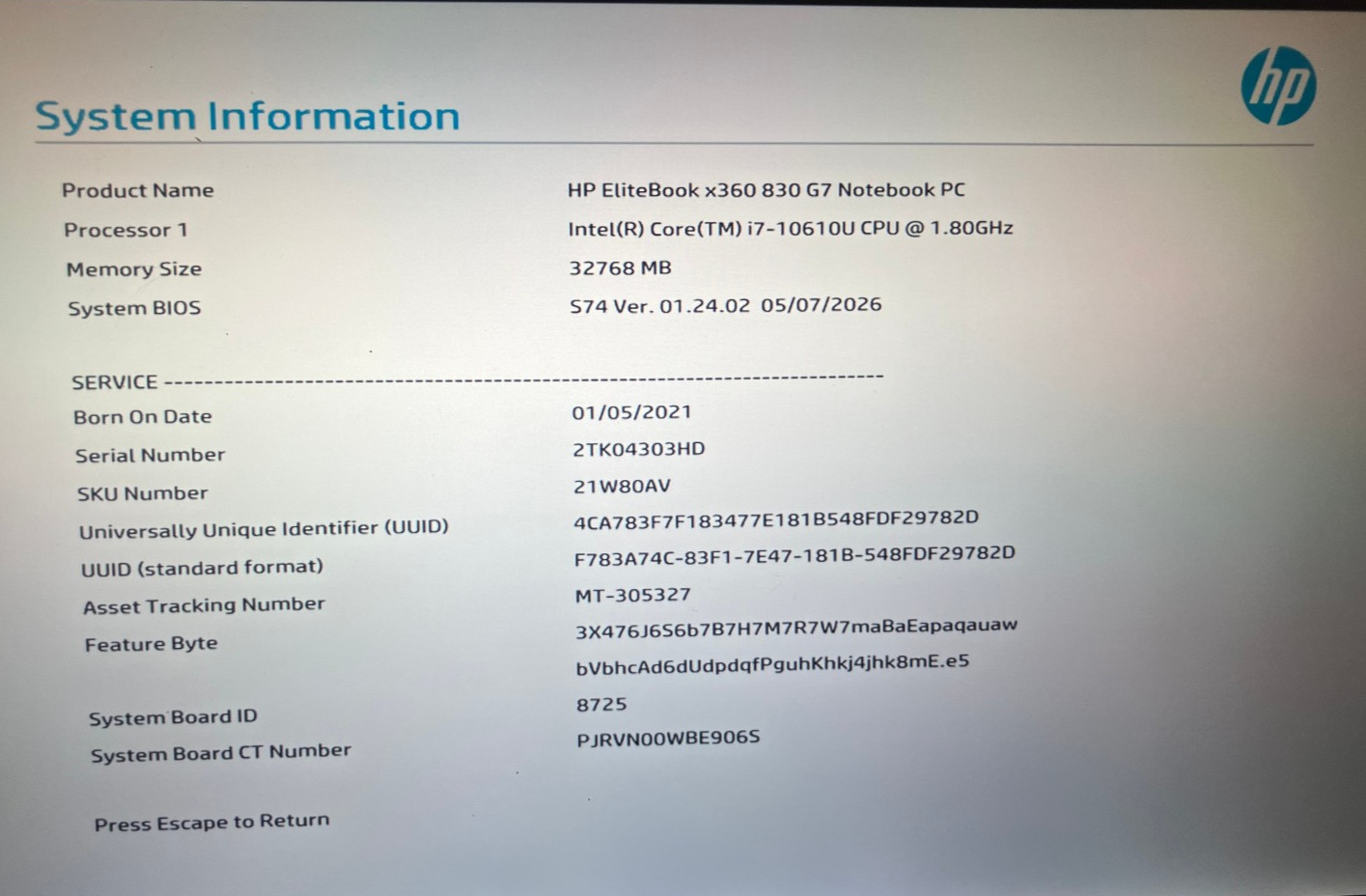 HP EliteBook x360 830 G7 13″ TOUCHSCREEN 1.8GHz Intel Core i7-10610U 32GB 512GB