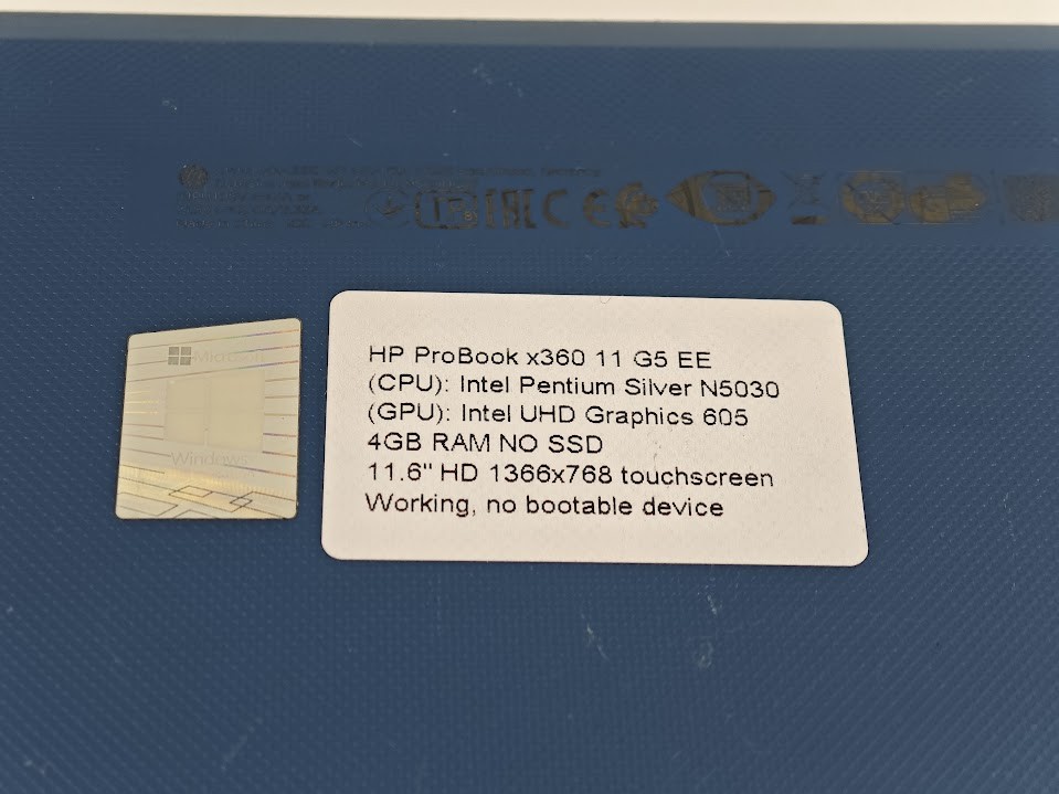HP ProBook x360 11 G5 EE – Working, no SSD, no Bootable Device