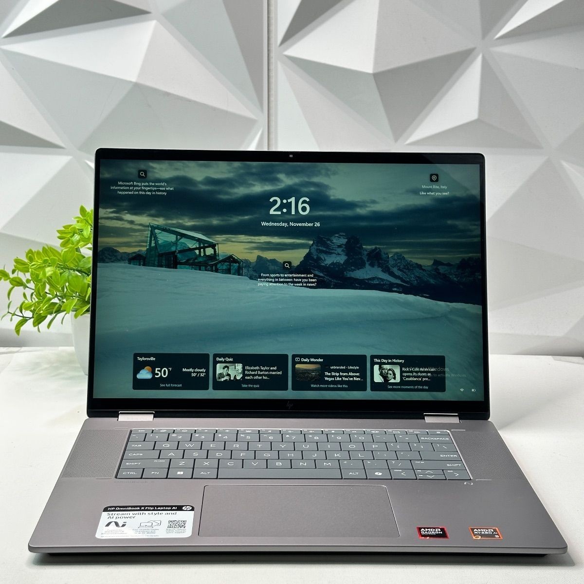 HP OmniBook X Flip 2-in-1 Laptop, 16″ 2K Touch, Ryzen AI 5 340, 16GB, 512GB SSD