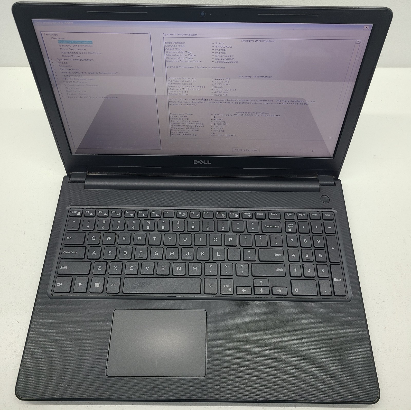 Dell Inspiron 15-3567 15.6″ Laptop Intel i3-6006U 12GB RAM NO HD/OS (FL)