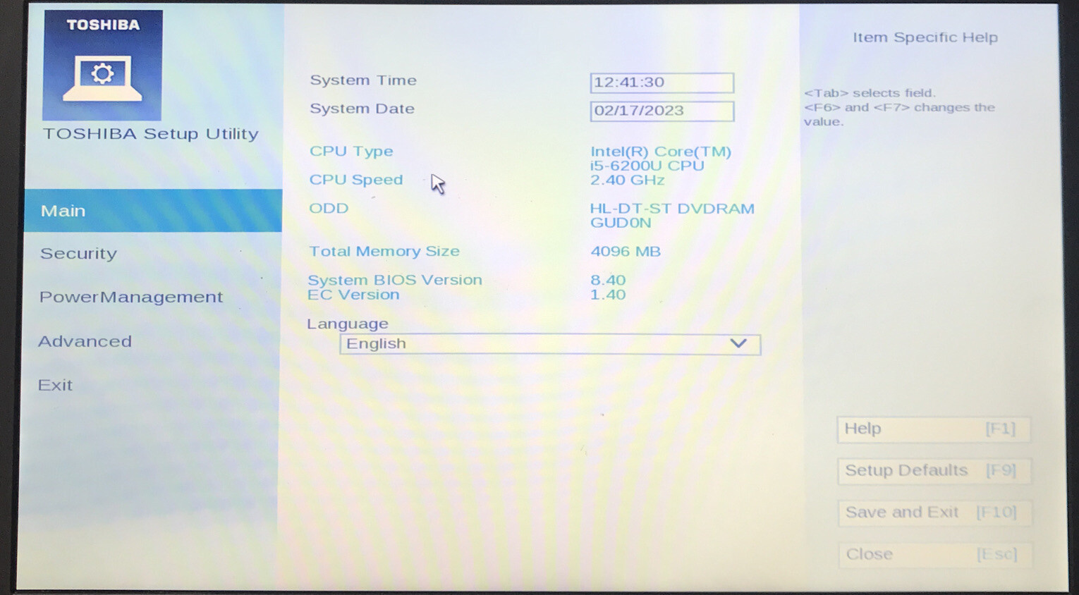 Toshiba Tecra A40-C i5-6200U 2.40GHz 4GB Ram No HDD Boot to BIOS