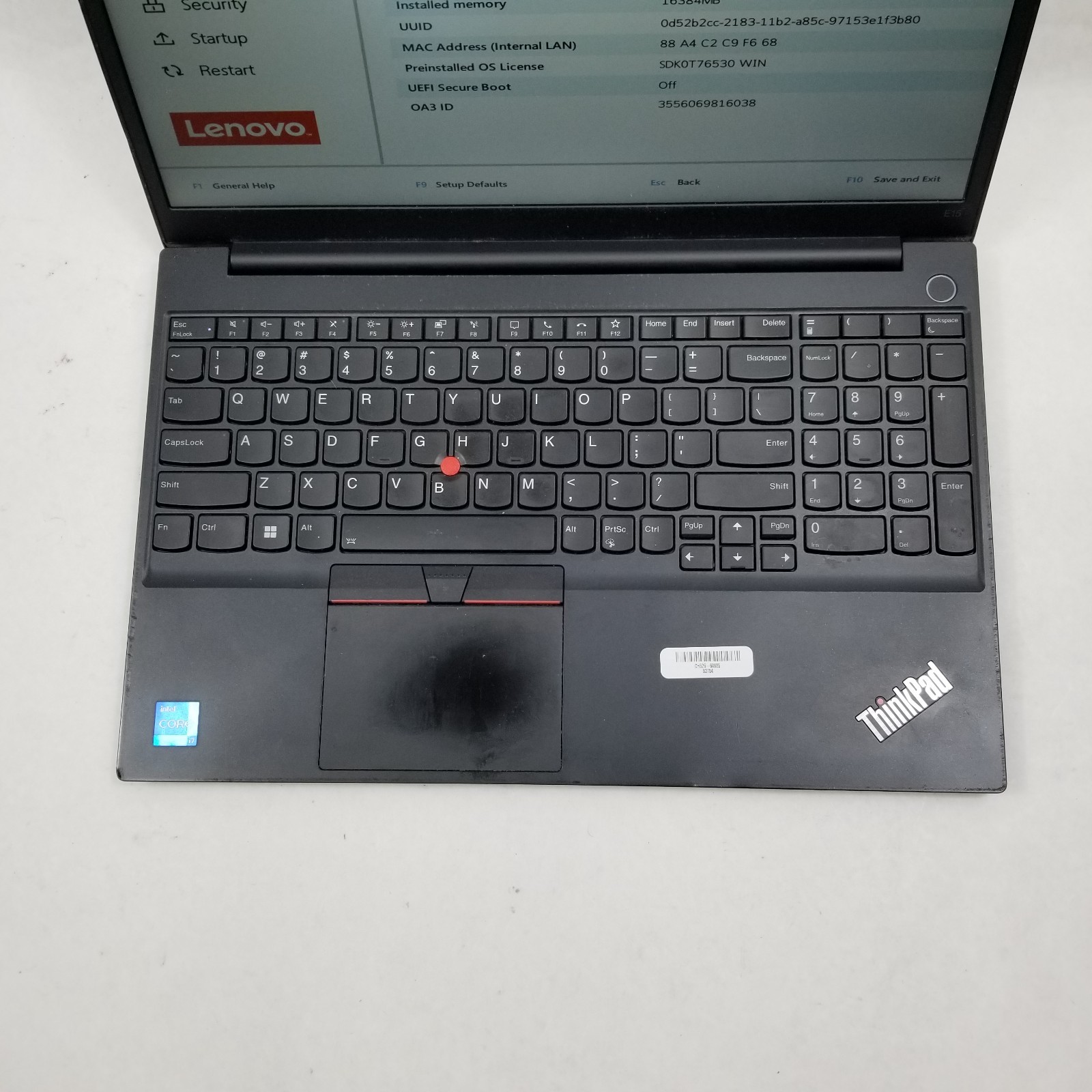 Lenovo ThinkPad E15 Gen 2 Intel Core i7-1165G7 2.80GHz 16GB 512GB SSD