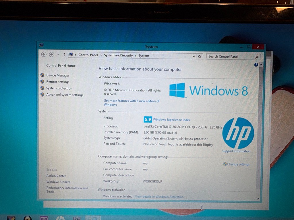 VTG 2012 HP Laptop Model M4-1115DX Core I7 Windows 8 Hard Drive 902GB Works