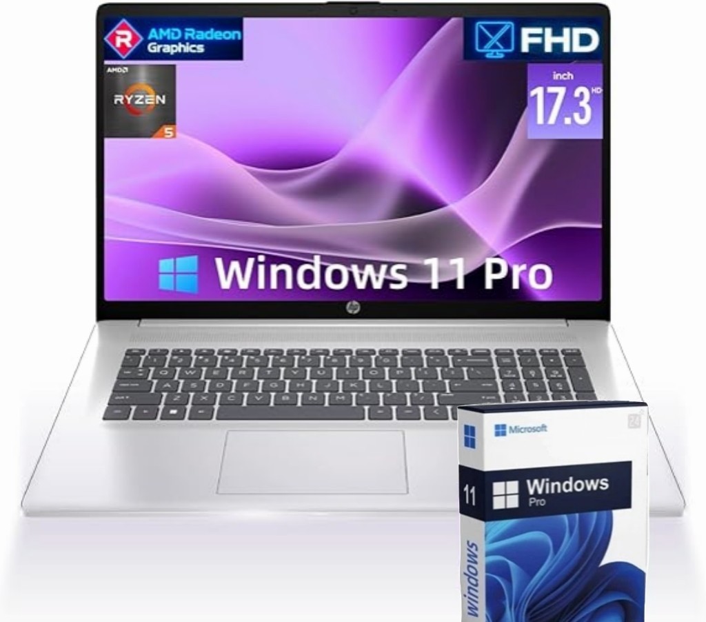 HP 17.3″ Laptop Notebook Win11Pro 2.7~4.3GHz AMD Ryzen 5-7430U 32GB RAM 1TB SSD