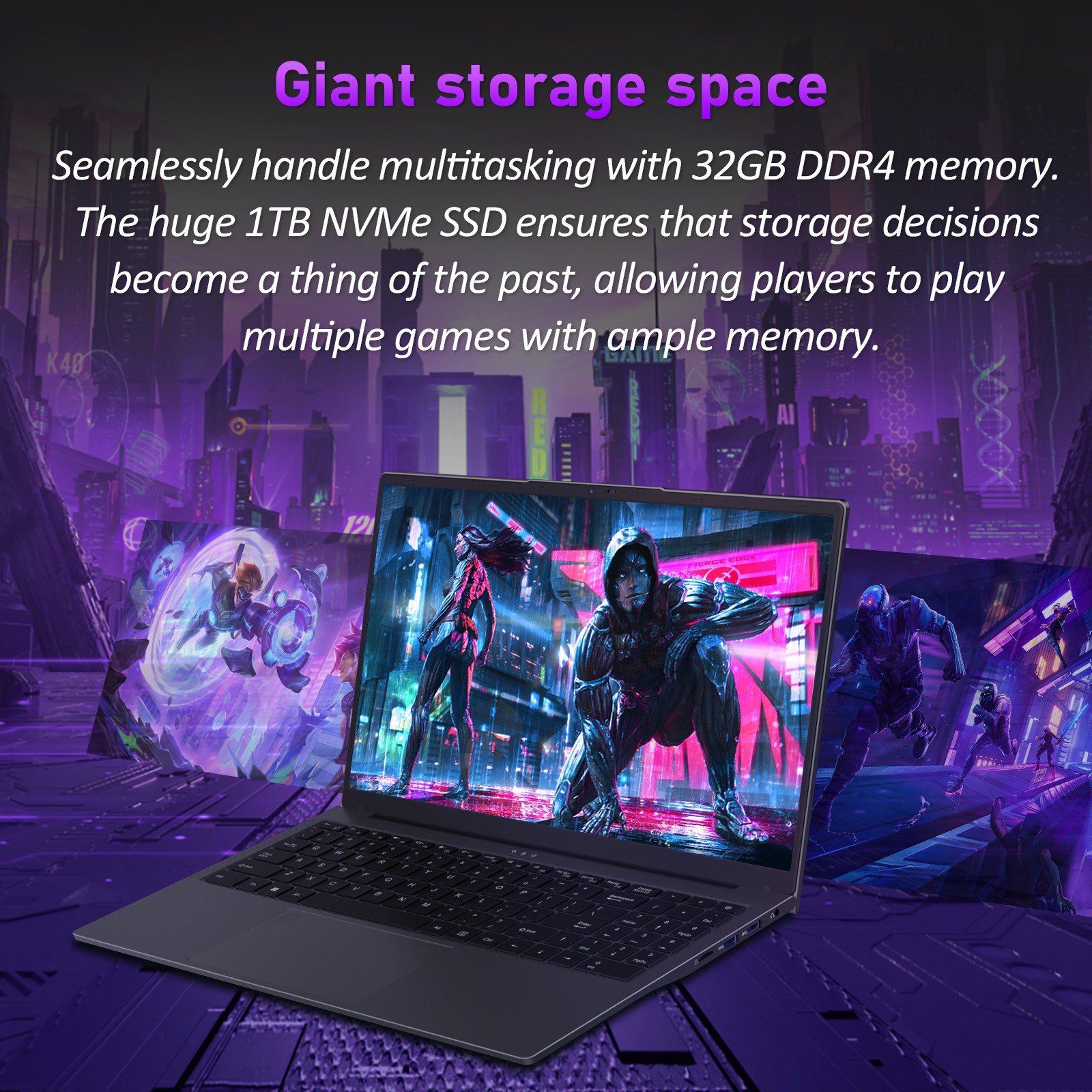 Portable 15.6″ Laptop Computer Win11 Pro 32GB+1TB SSD 8-Core R7 5825U Processor