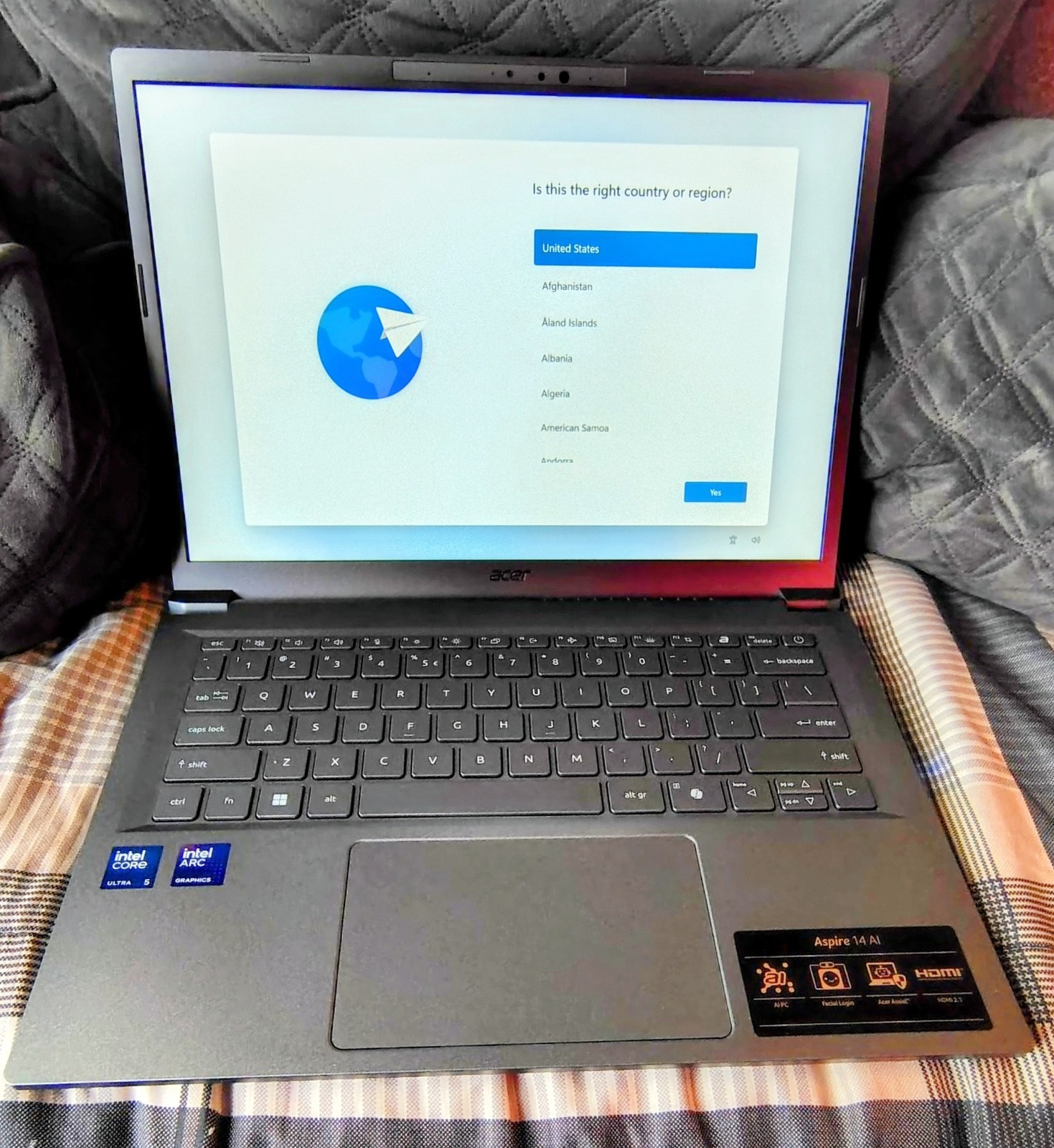 Acer Aspire 14 AI, Core Ultra 5, 226V, 16GB, 512GB SSD, Win11 Gray