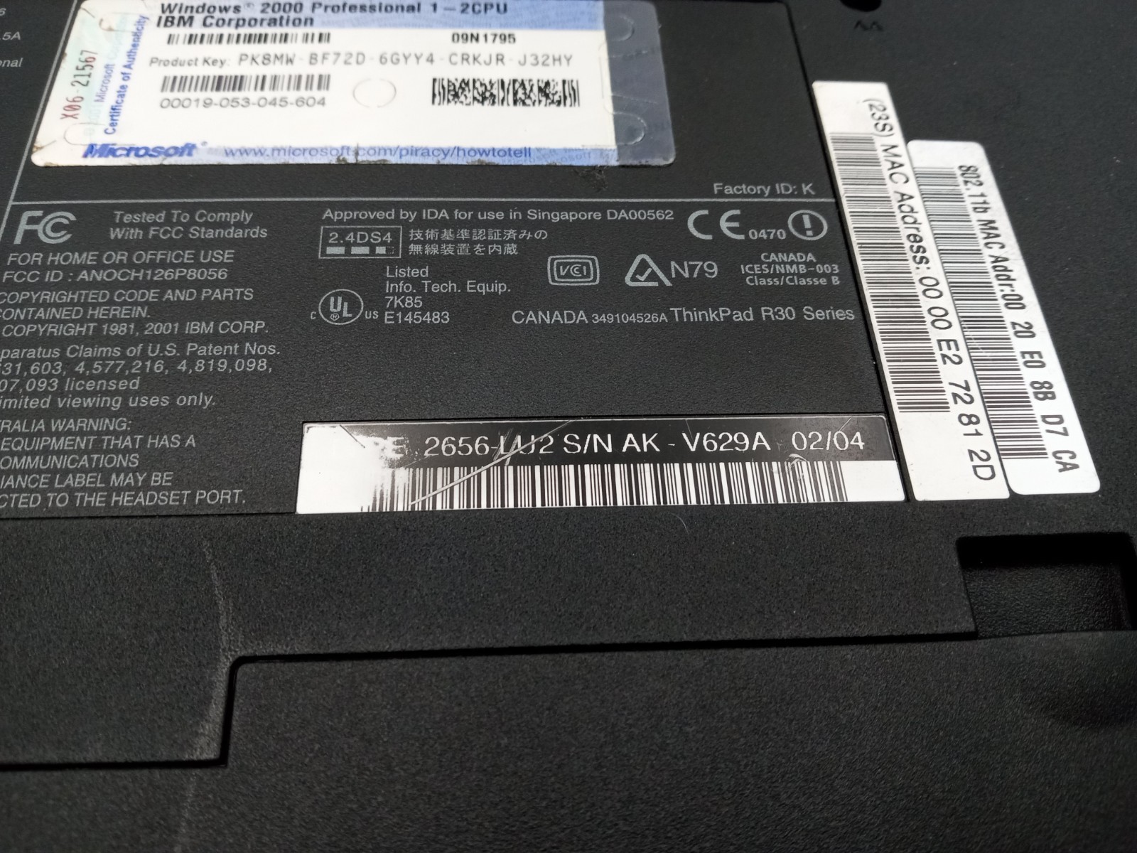 IBM ThinkPad R31 2656-LU2 Laptop Intel Pentium III 1.13GHz – PARTS / REPAIR -RR