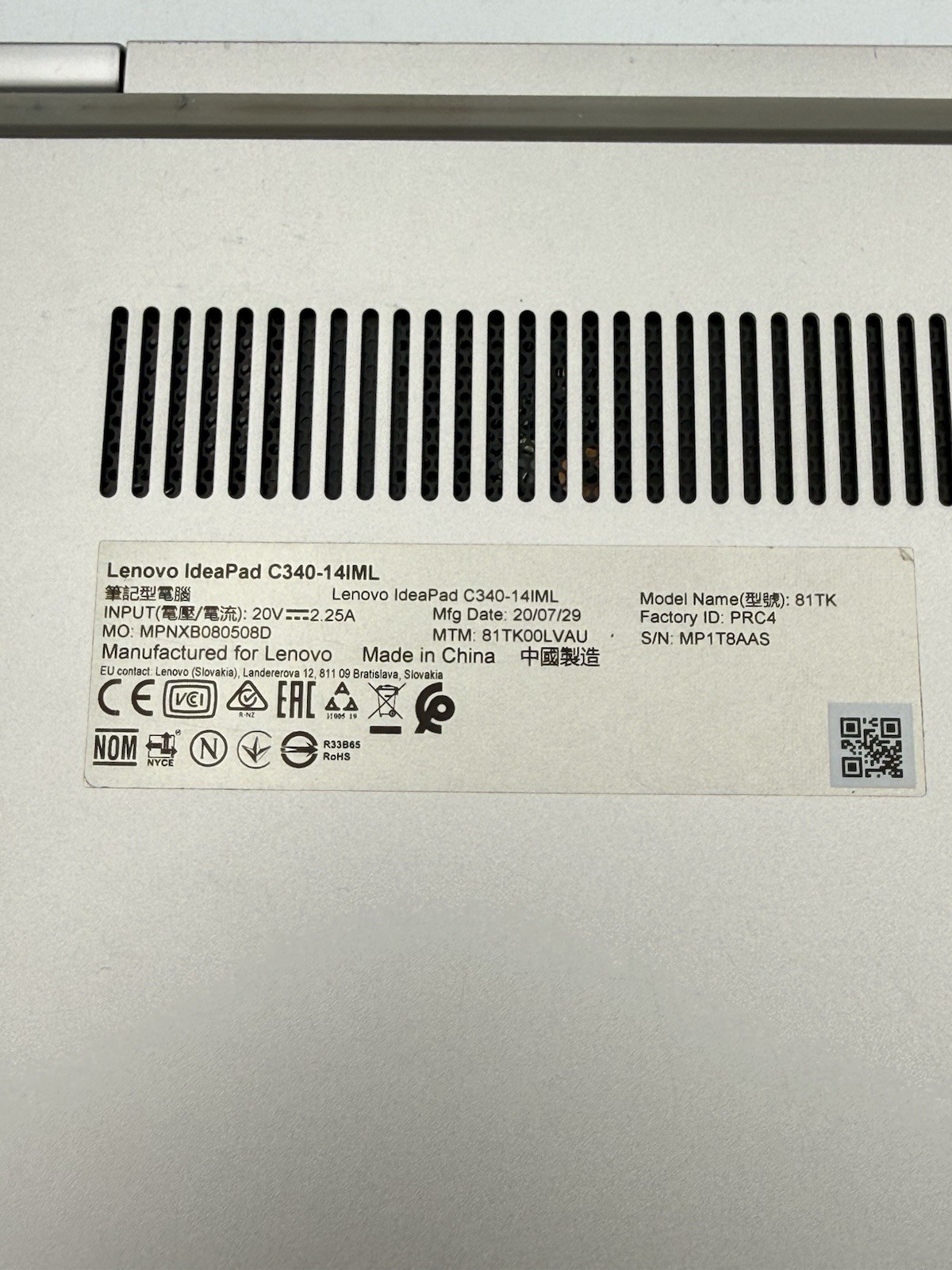 Lenovo IdeaPad C340 14” 14IML – Pentium 6405U/8GB RAM/512GB (READ DESC) 43C