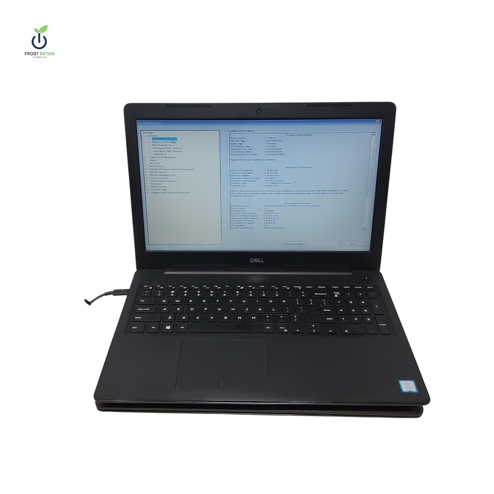 DELL LATITUDE 3590 Laptop i5-8250U@1.60GHz 8GB 256GB No OS Grade C [READ]