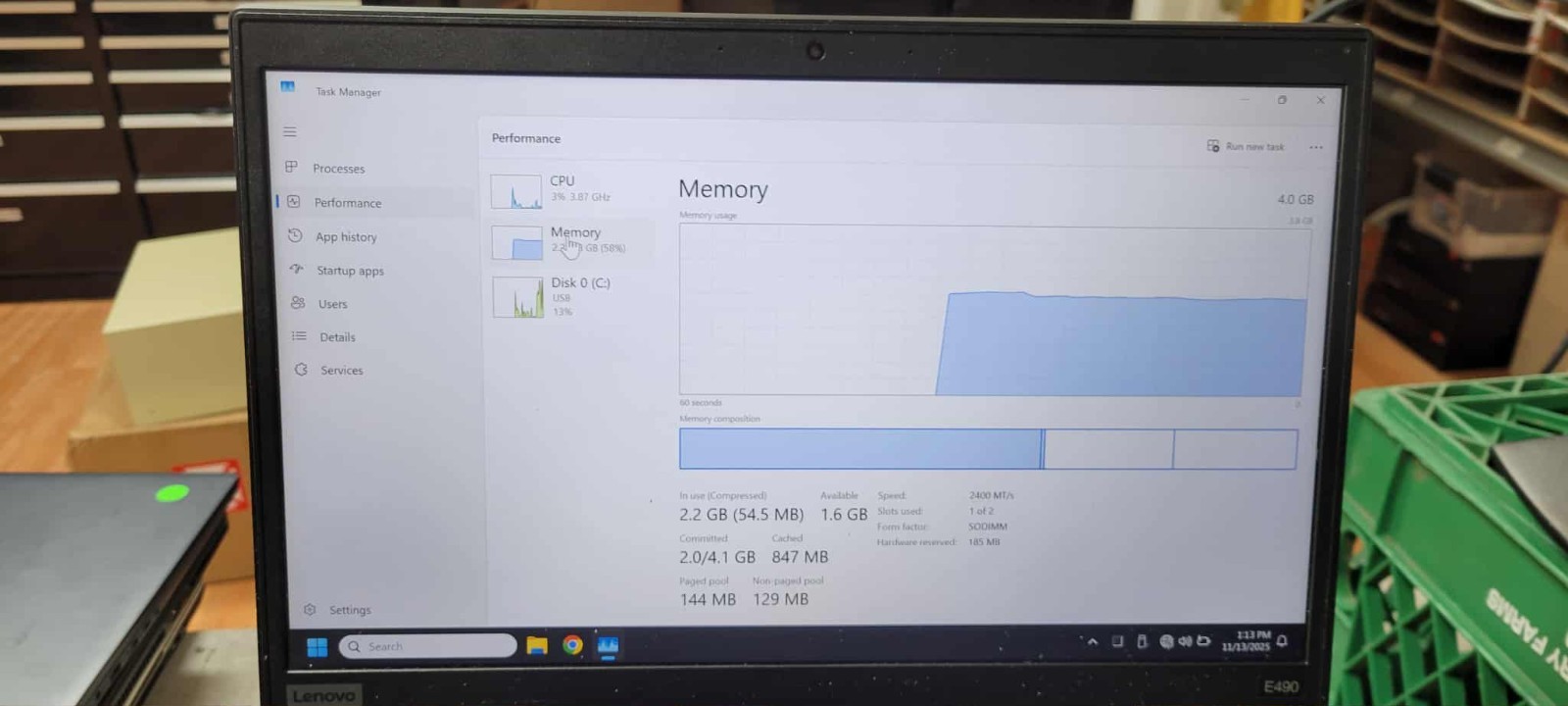 Office Lenovo Thinkpad E490 Intel i5-8265U 8GB RAM NO SSD / Charger – Special