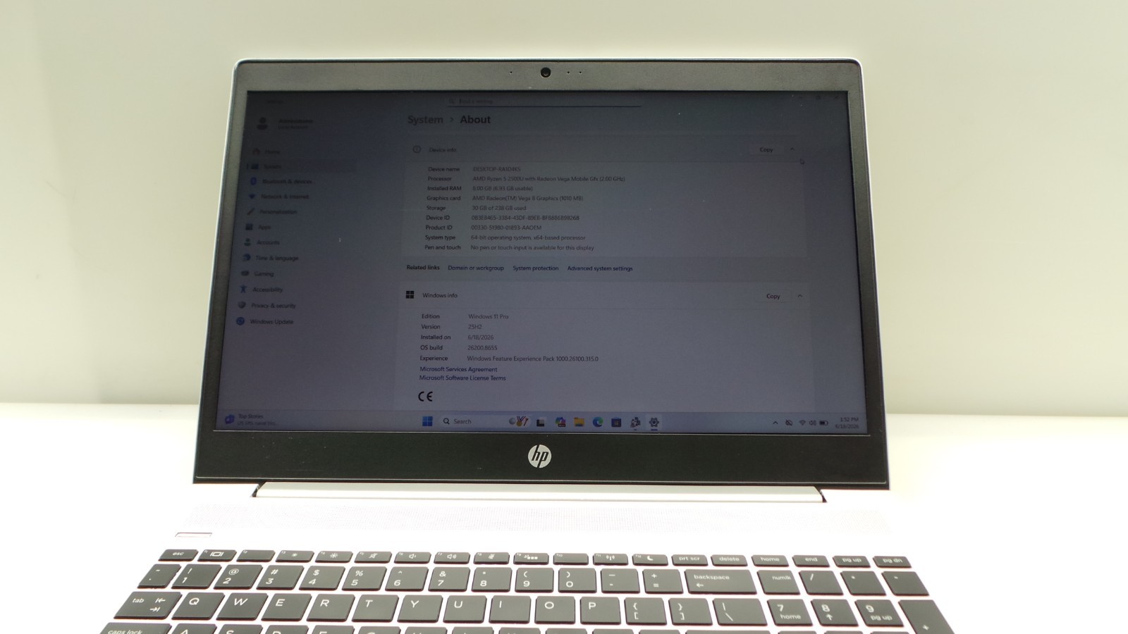 HP ProBook 455 G6 | 15.6″ | AMD Ryzen 5 2500U | 8GB RAM 256GB NVMe | WIN 11 PRO
