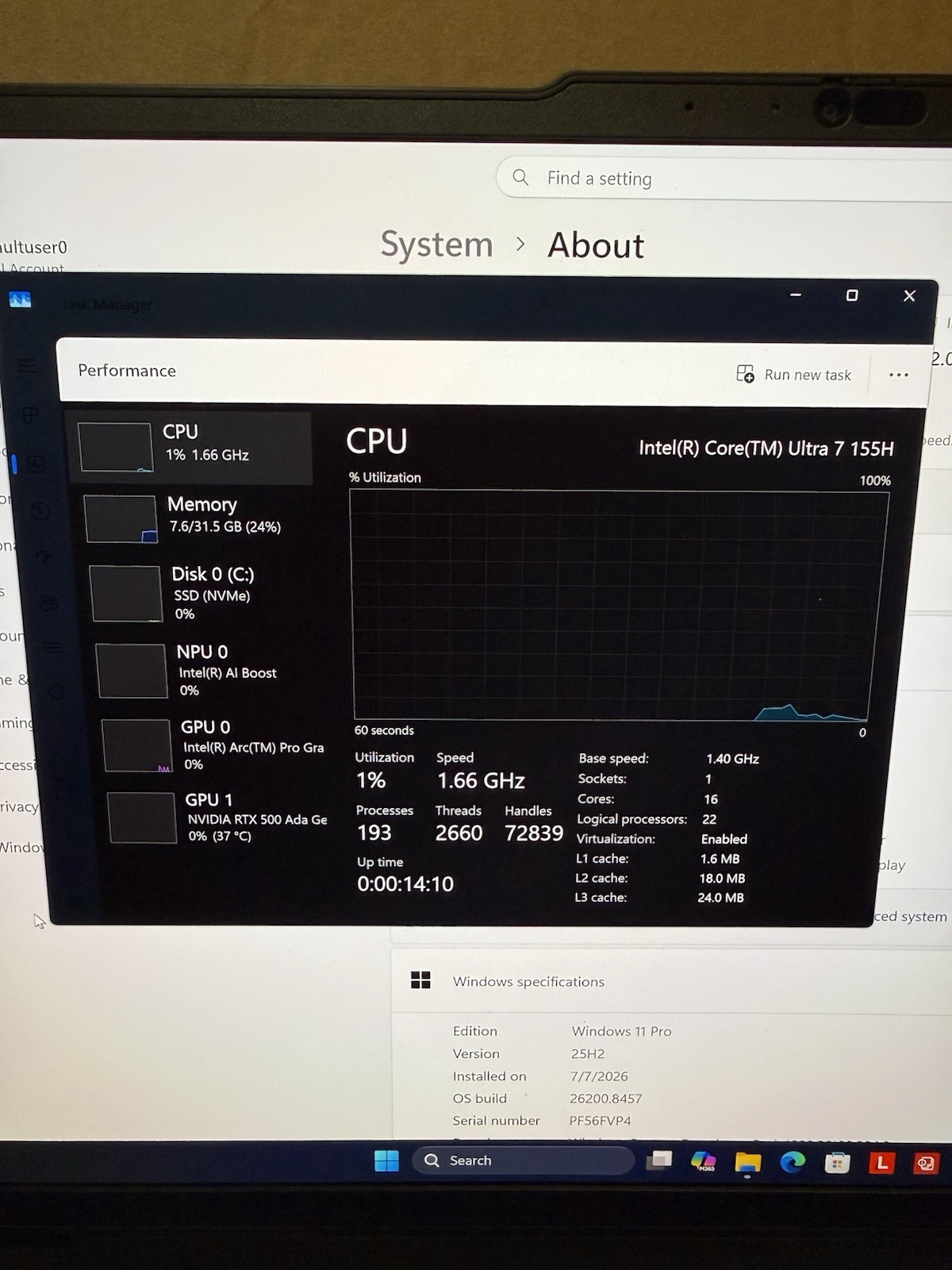 Lenovo ThinkPad P16s Gen 3 Laptop 16″ Intel Core Ultra 7, 1TB, 32GB DDR5, RTX500
