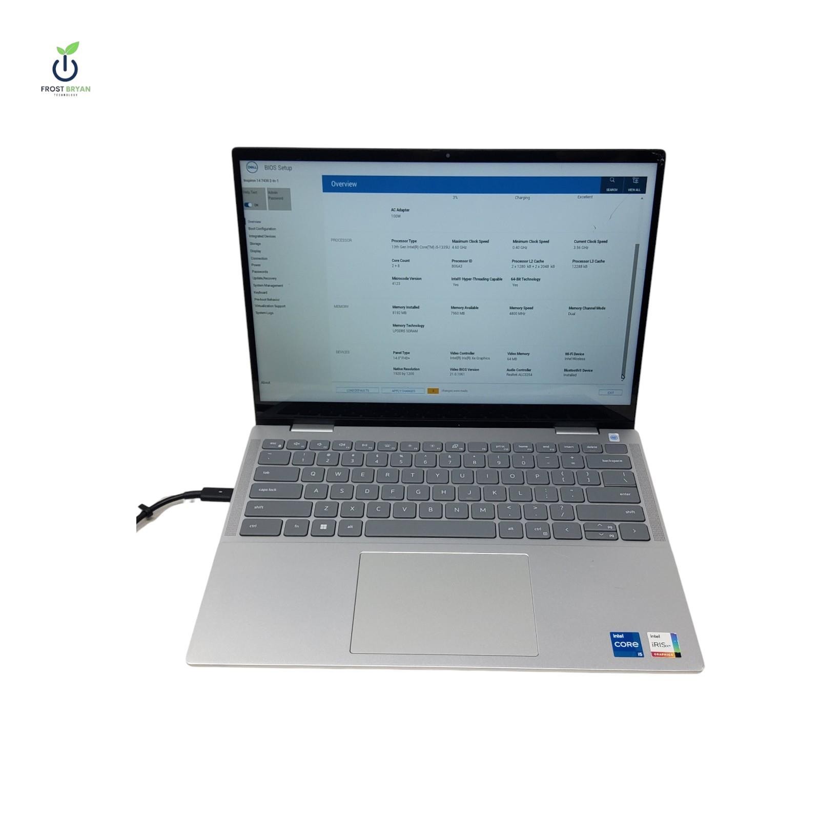 DELL INSPIRON 14 7430 2N1 i5-1335U@1.30GHz 8 GB No SSD/OS Grade D [DEFECTIVE]
