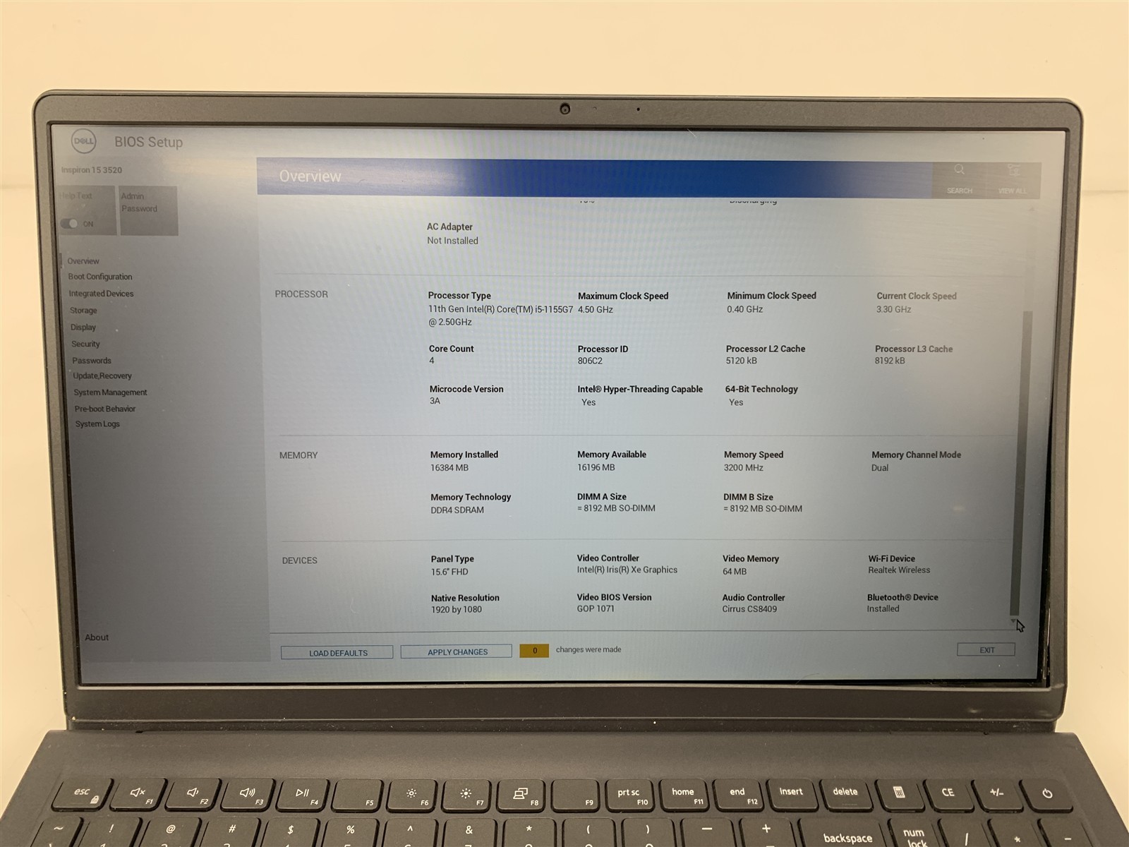 Dell Inspiron 15 3520 Intel i5-1155G7 4.50GHz 16GB RAM No HDD/SSD 15.6″ – PARTS