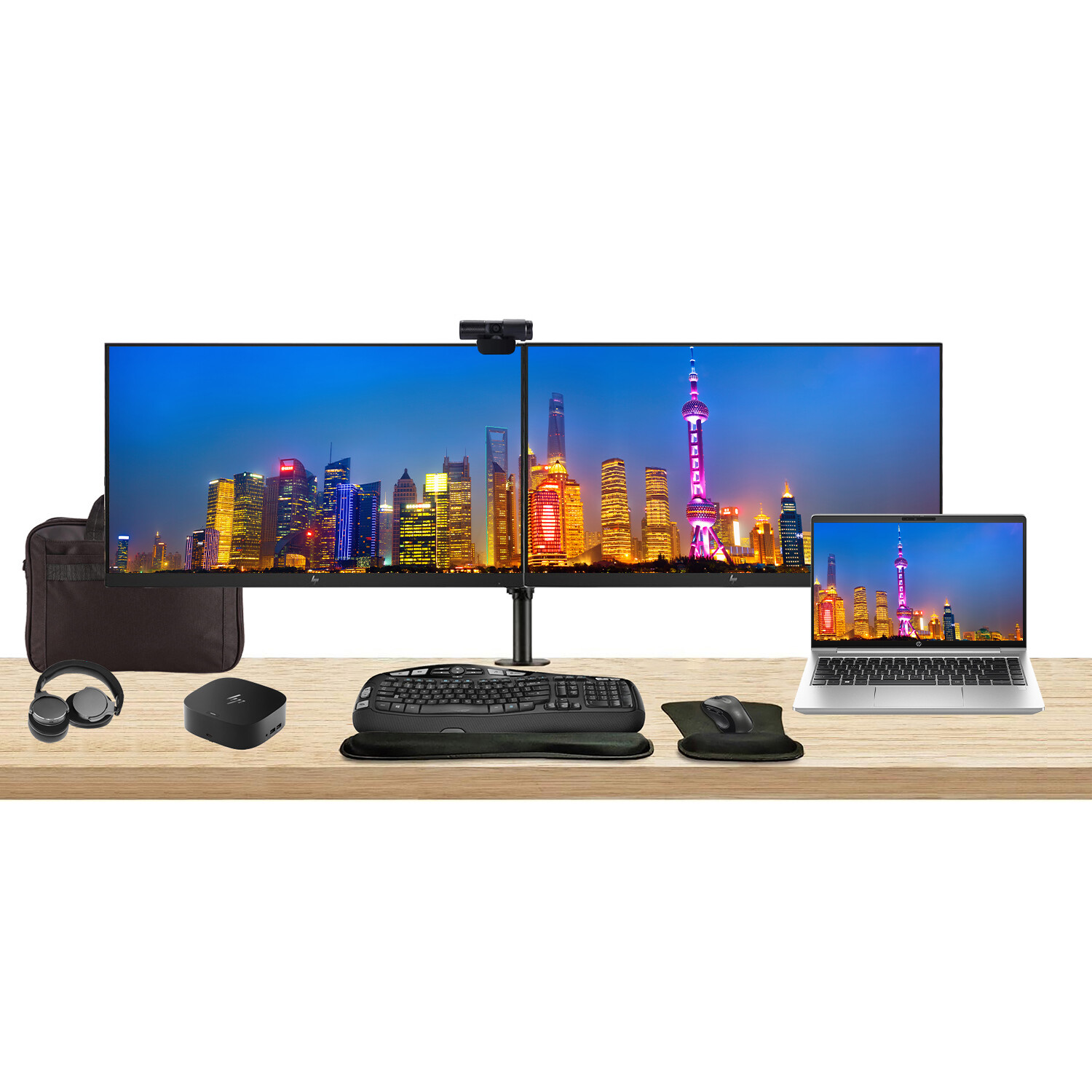 HP ProBook 440 G10 14″ i5, 16GB RAM, Bundle with 2 x EliteDisplay 27″ Monitors