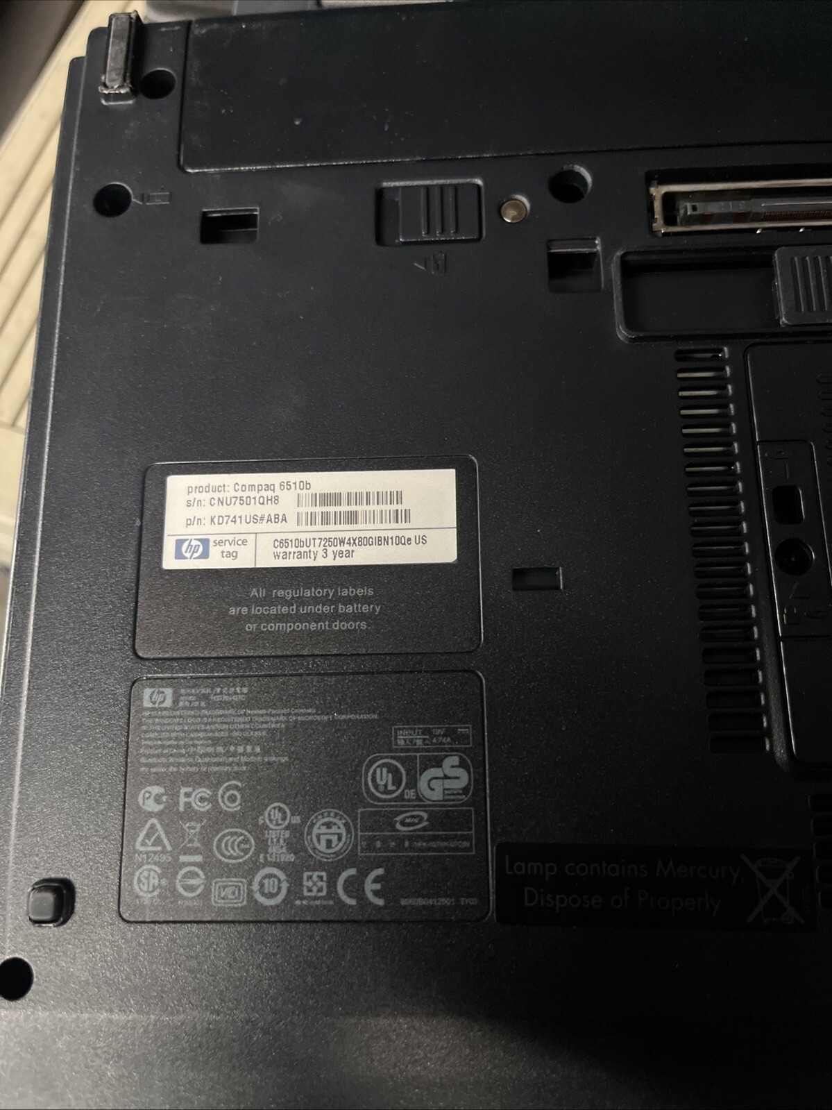 HP Compaq 6510b Laptop Core 2 Duo 2.00GHz 2GB RAM 120GB HD Windows 7 Pro