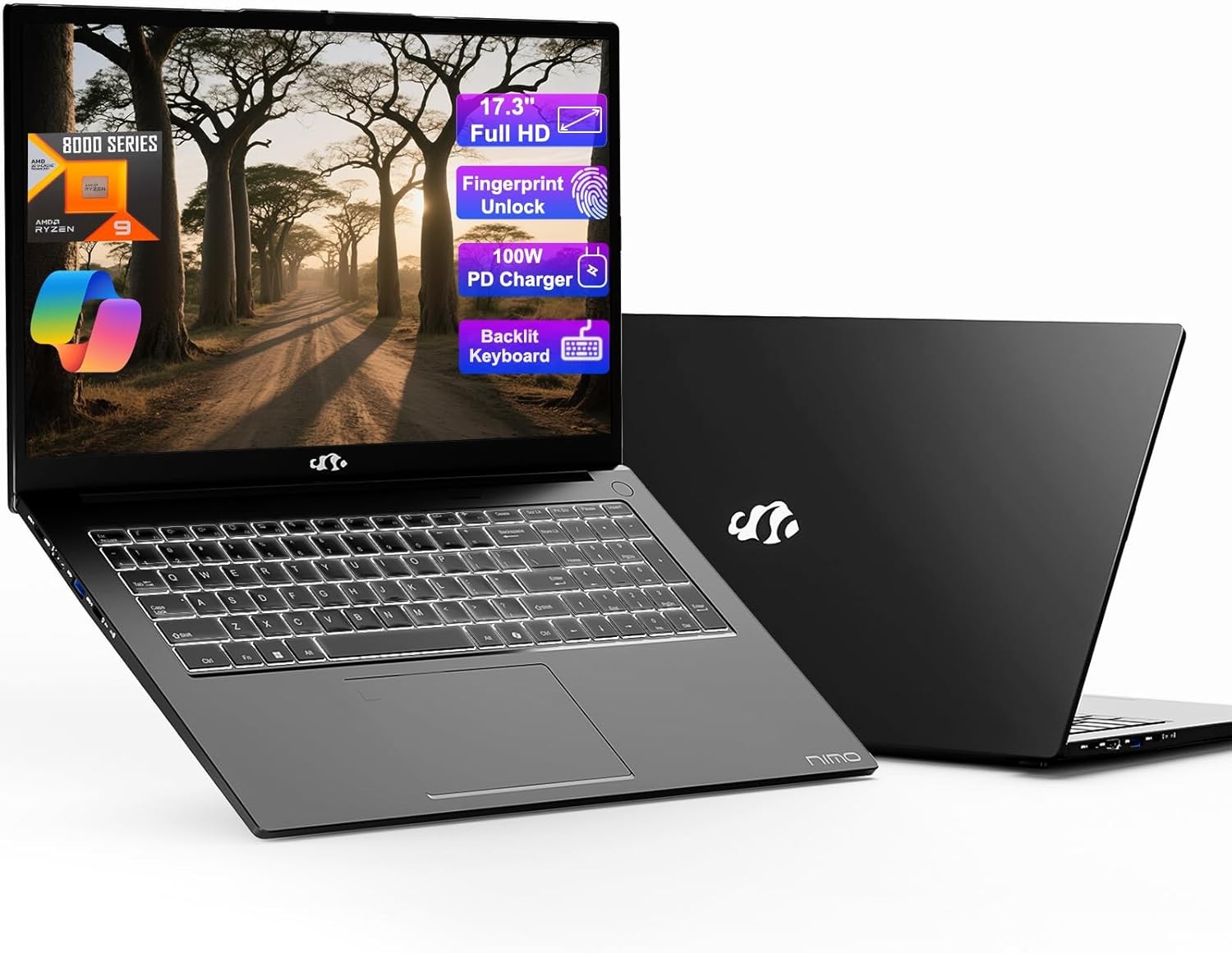 NIMO 17.3” Gaming-Laptop Ryzen 9 8945HS Radeon 780M 16GB RAM 1TB SSD Backlit KB