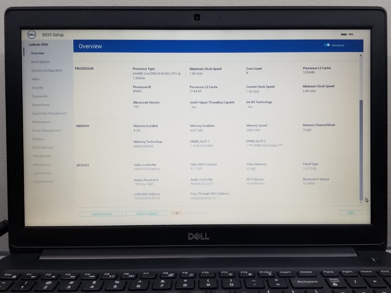 Dell Latitude 3500 15.6″ FHD i5-8265U 1.6GHz 8GB RAM 256GB NVMe Win 11 Pro WiFi