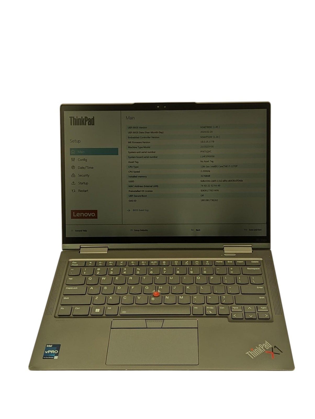 Lenovo ThinkPad X1 Yoga Gen 7 i7-1270P 32GB RAM 512GB SSD- Grade D