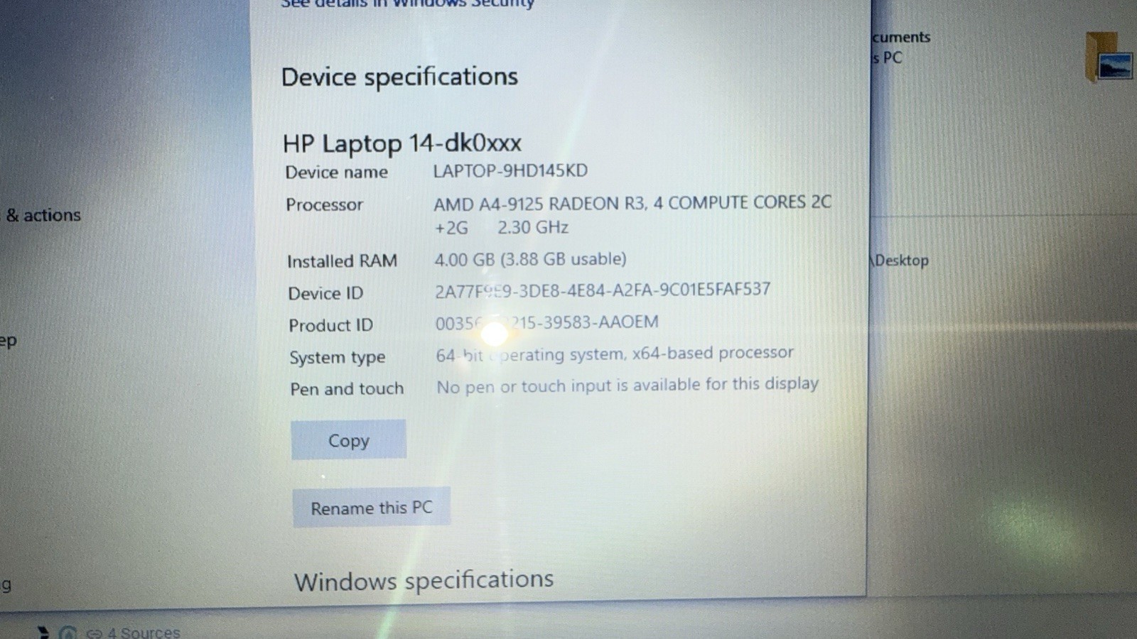 HP 14-dk0076nr 14″ AMD A4-9125 2.3 GHz 4GB 64GB eMMC AMD Radeon R3 W10S Laptop