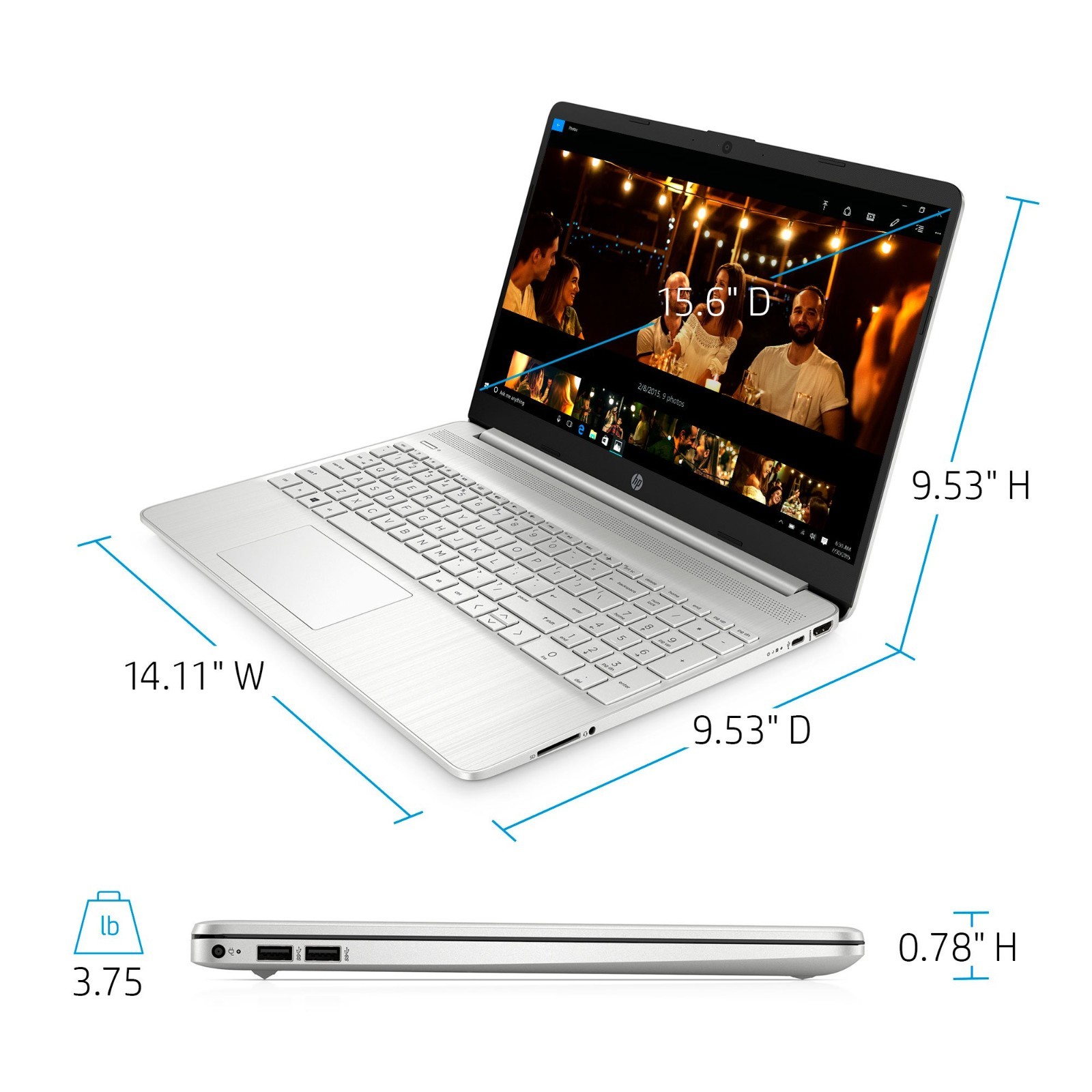 HP Laptop Computer 15.6″ AMD Athlon Up to 3.2GHz 8GB RAM 256GB SSD