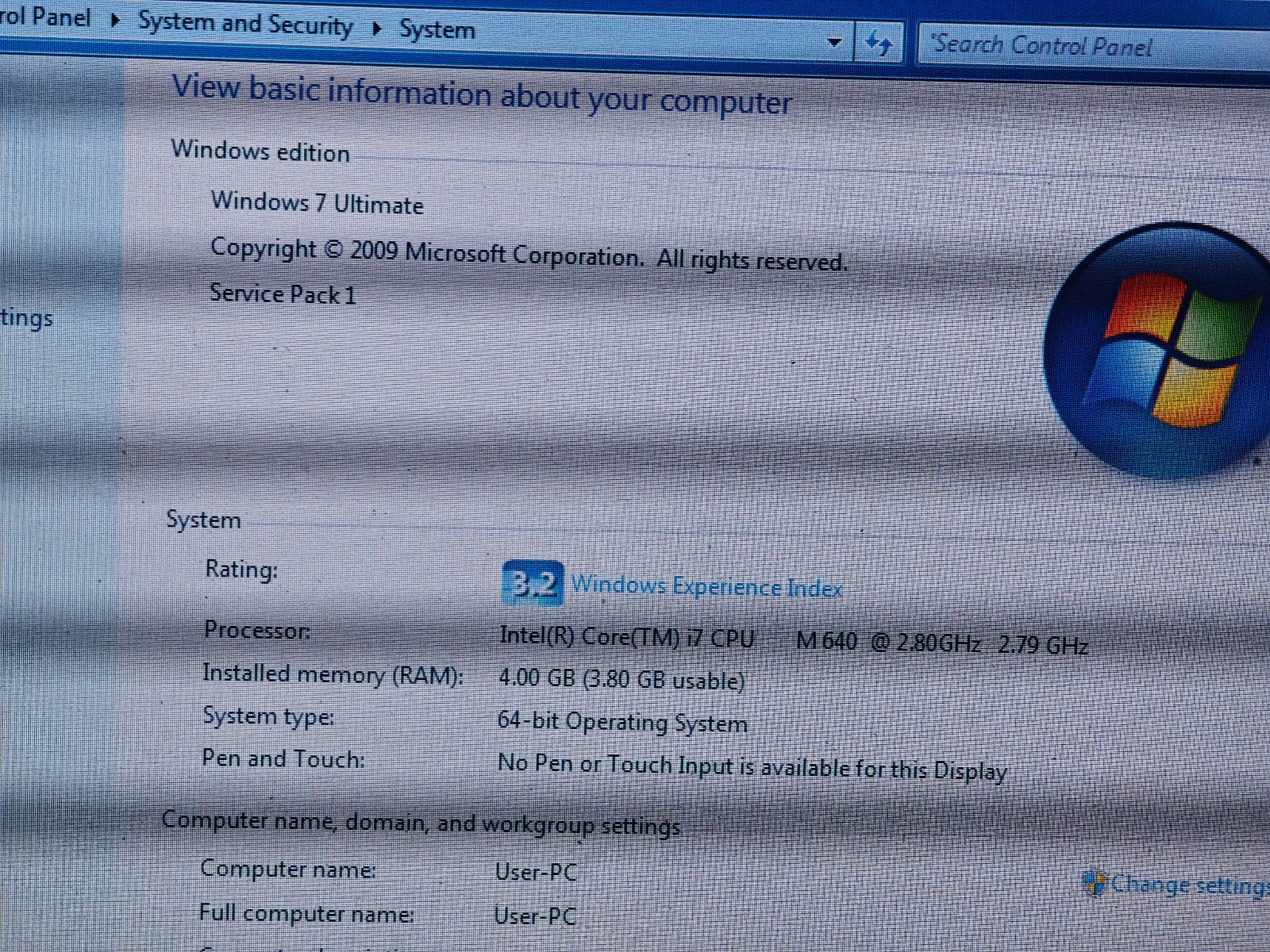 Dell Vostro 3400 – 500GB HDD, 4GB RAM, Intel i7 M640, Nvidia GT310M; NO WIFI