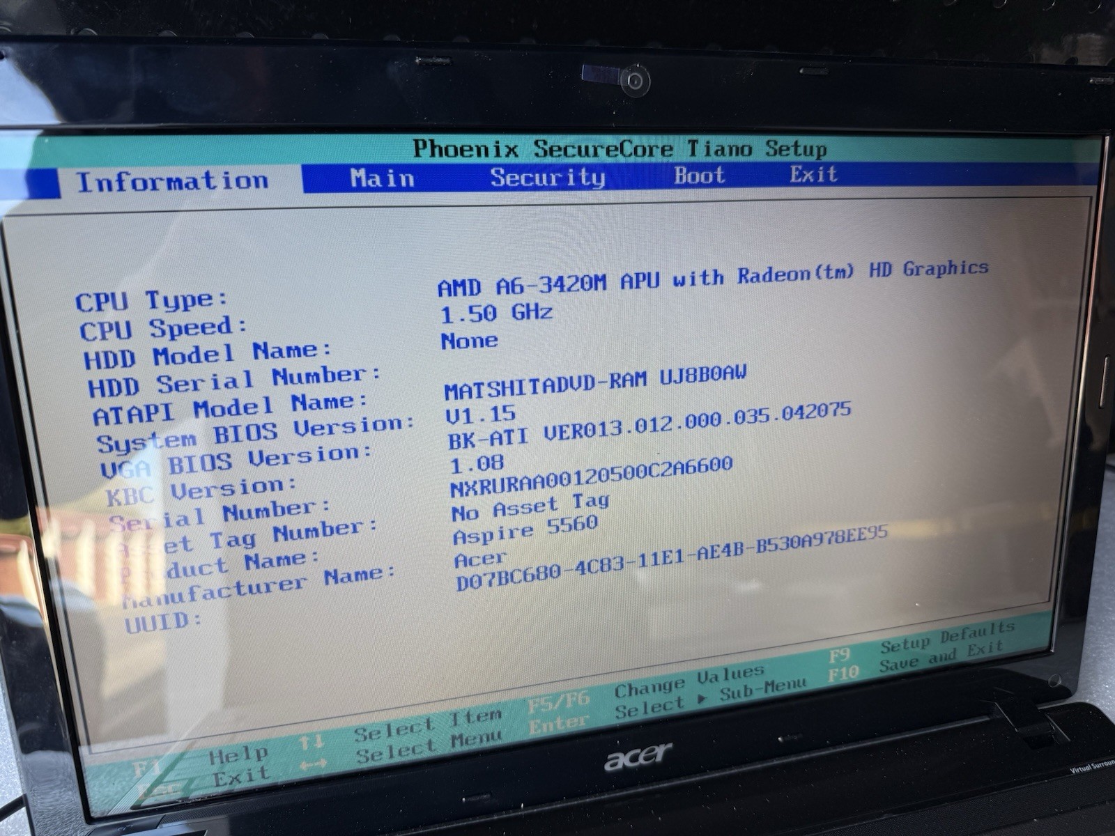 Acer Aspire 5560G-7809 15.6″ Laptop AMD A6-3420M 4GB RAM No HDD No OS