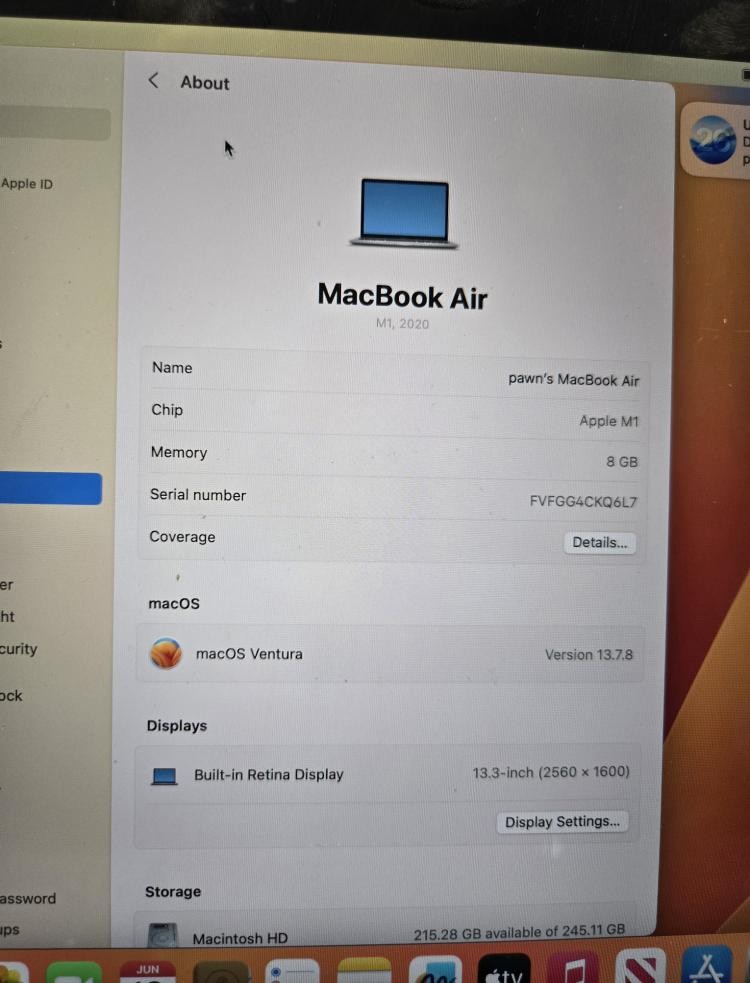 Apple MacBook Air A2337 – 2020 (PD6016705)