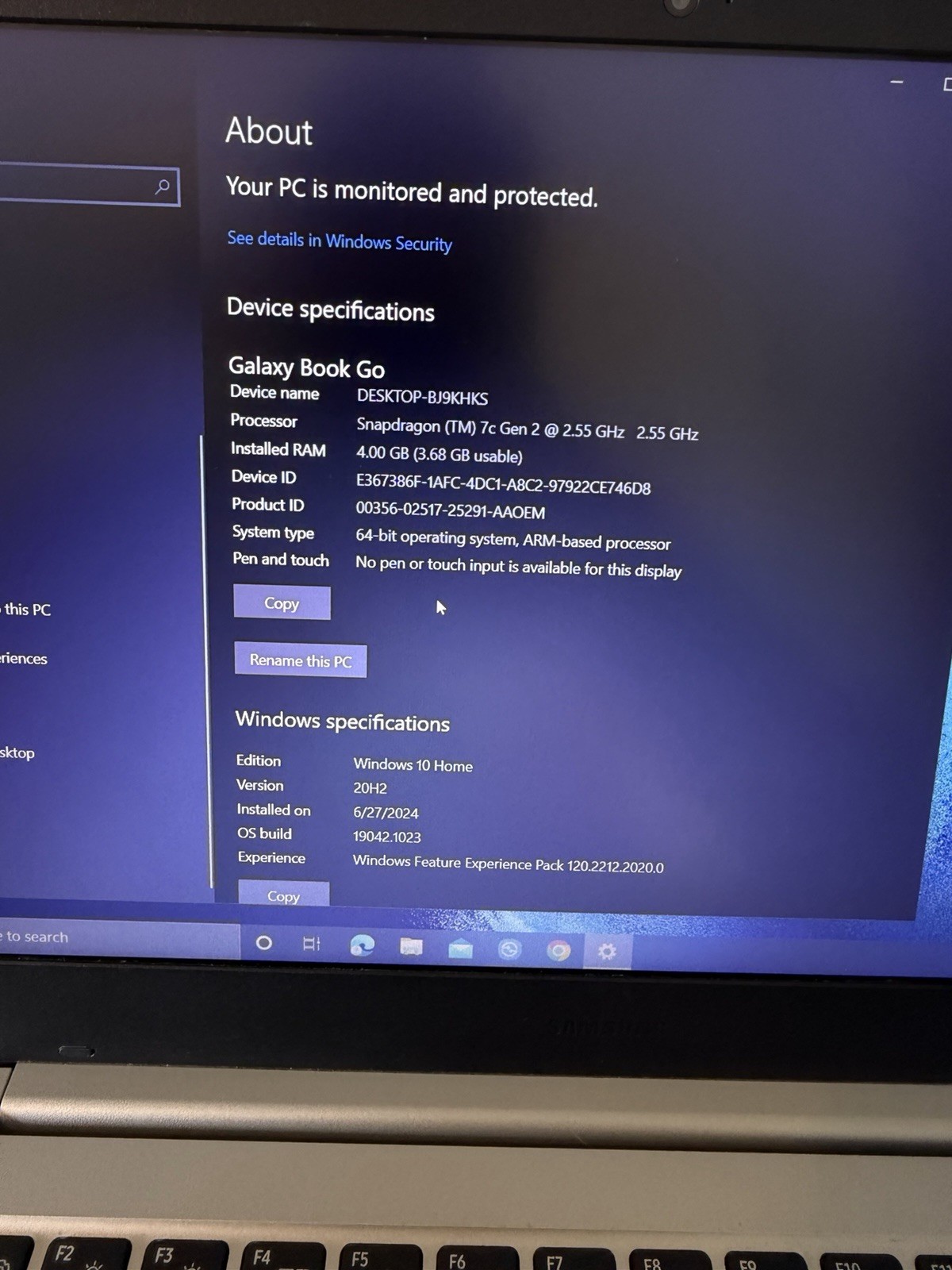 Samsung Galaxy Book Go 14″ Laptop Snapdragon 7c Gen 2 4GB 40GB SSD Silver