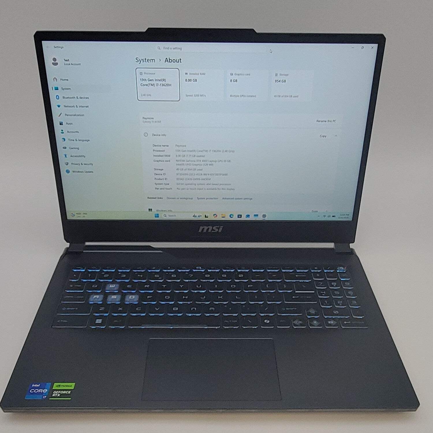 MSI Cyborg 15 A13VF 16″ i7-13620H 2.4GHz 8GB RAM 1TB SSD SSD GeForce RTX 4060