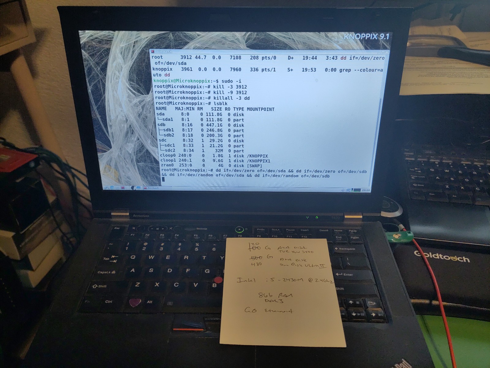 Lenovo Thinkpad T420, 8 GB RAM , two HDD(120G, 480G), Core I5 + any OS installed